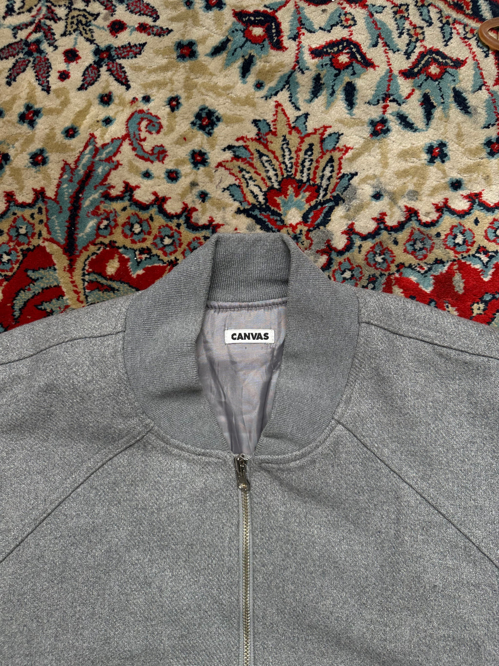 CANVAS RELAXED BOXY FIT WOOL BOMBER JACKET