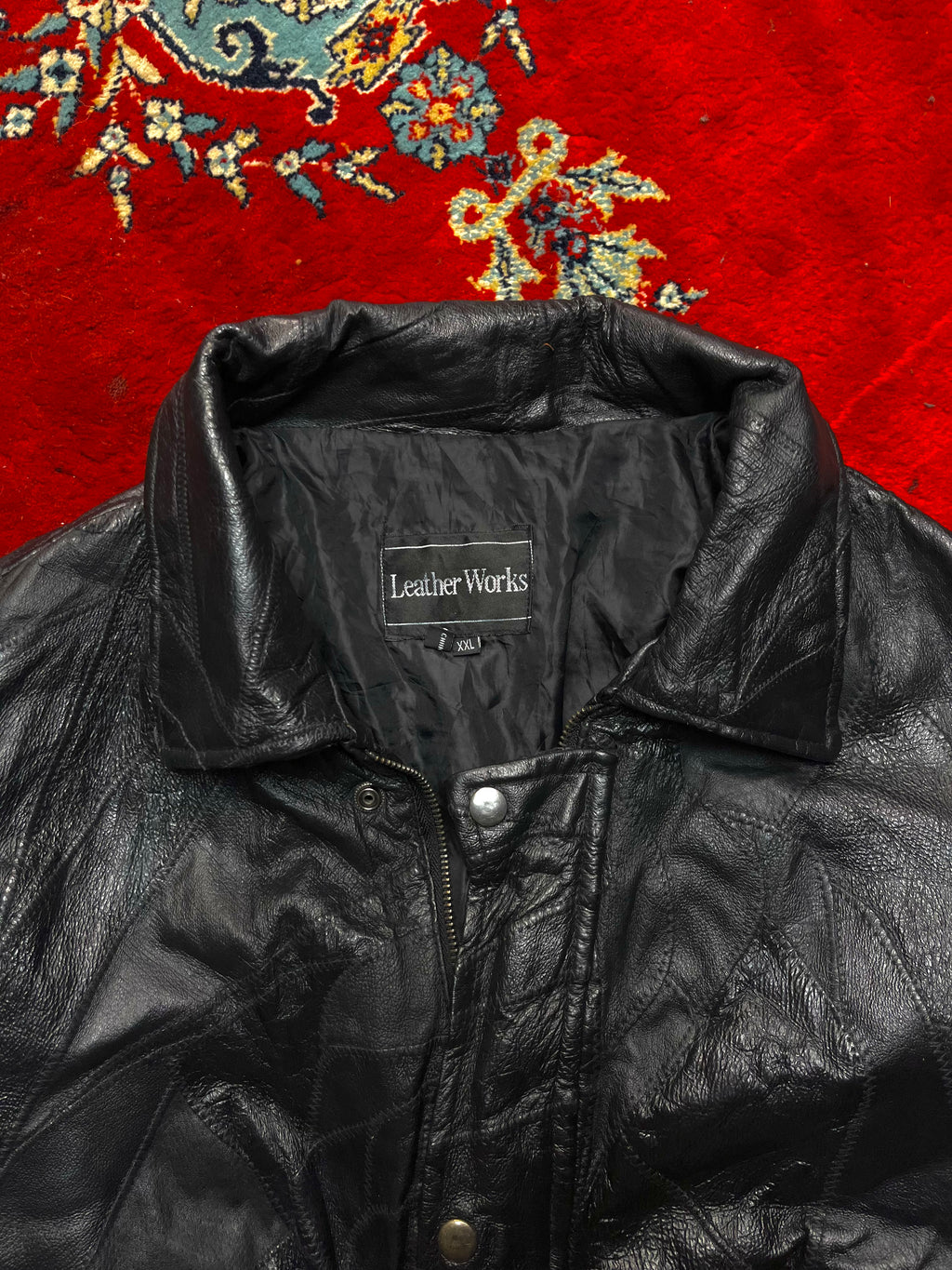 TLW Vintage Patchwork Leather Bomber Jacket