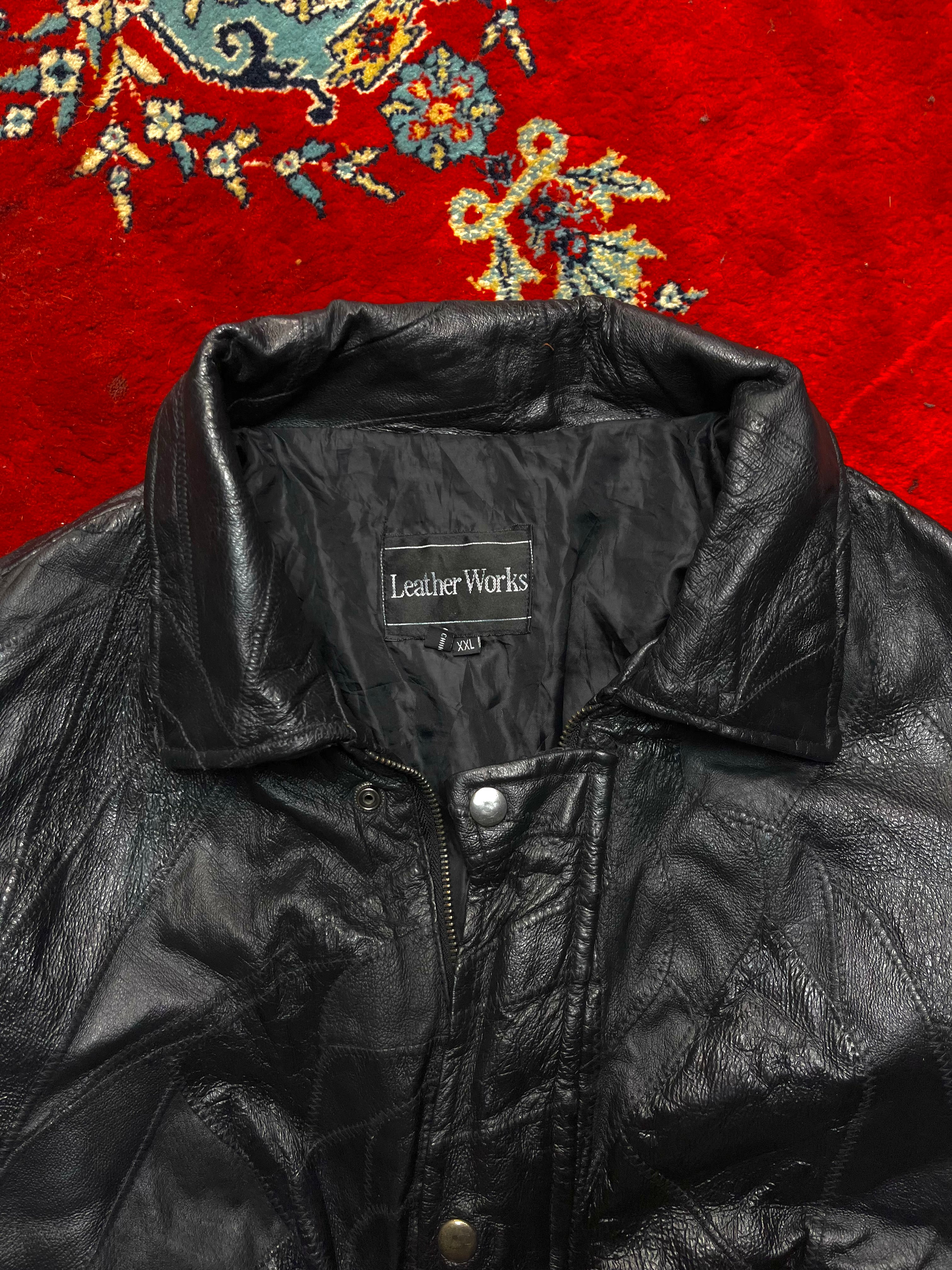 TLW Vintage Patchwork Leather Bomber Jacket