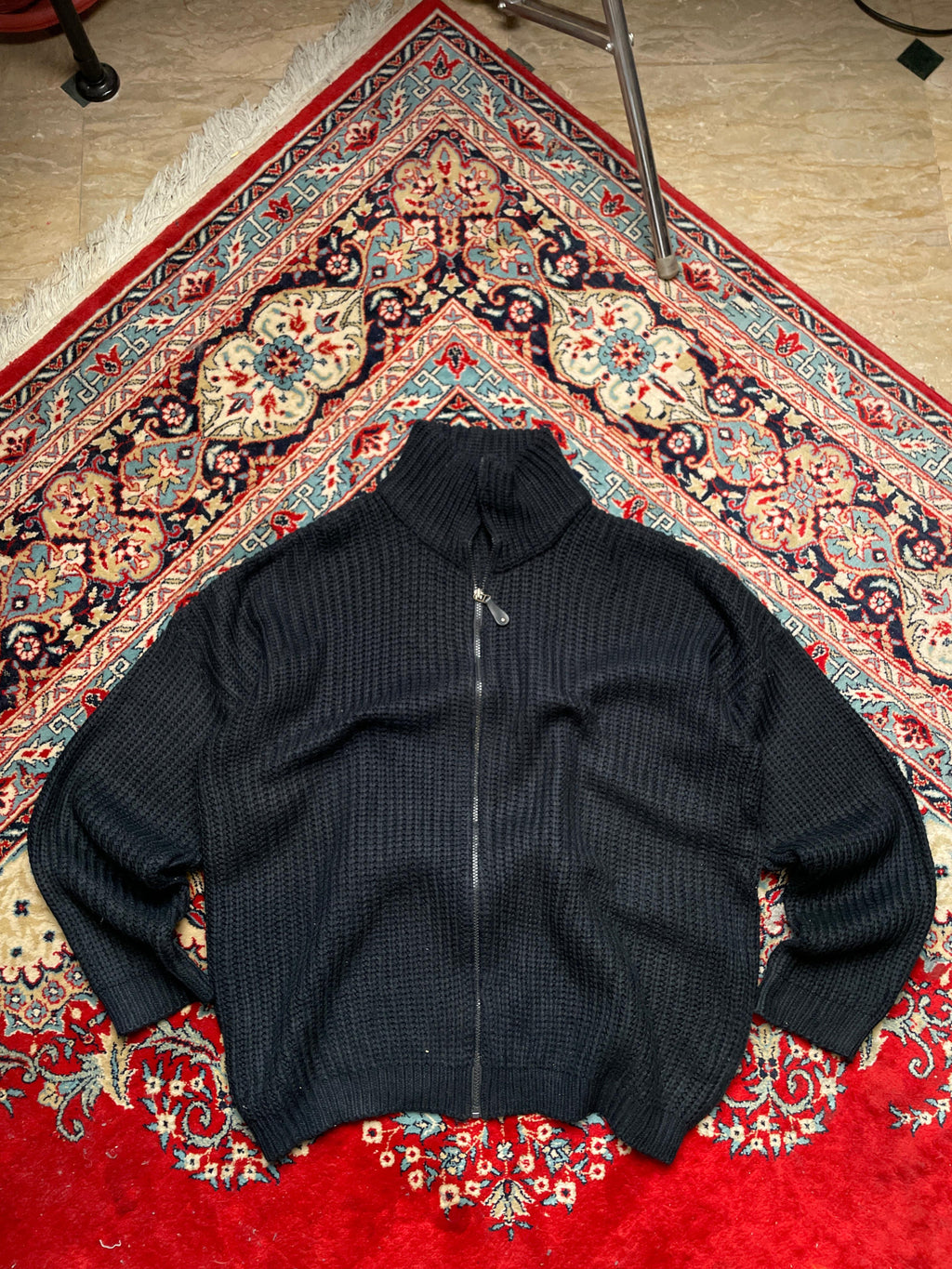 VINTAGE Black Knitted Relaxed fit ZIP CARDIGAN