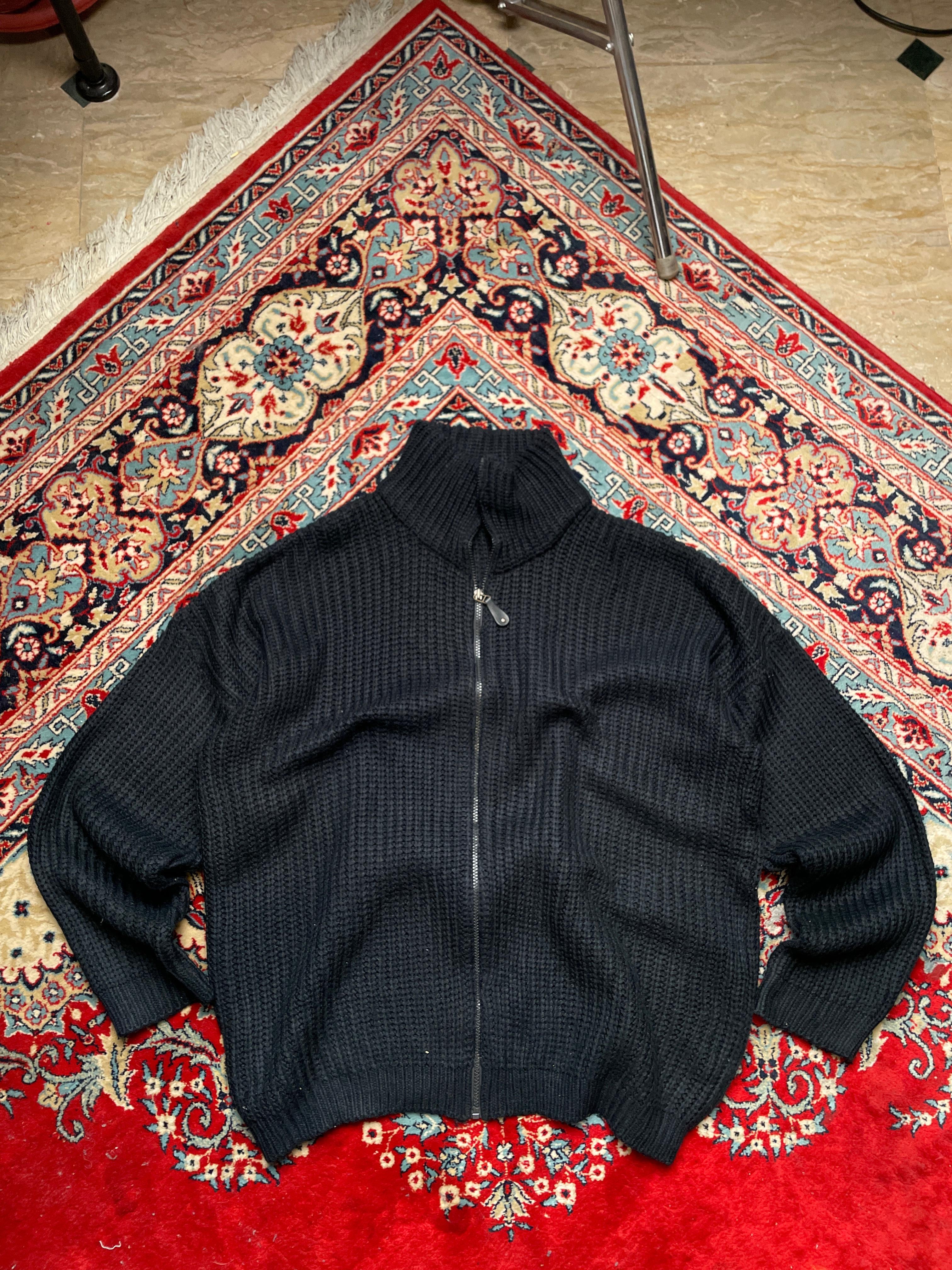 VINTAGE Black Knitted Relaxed fit ZIP CARDIGAN