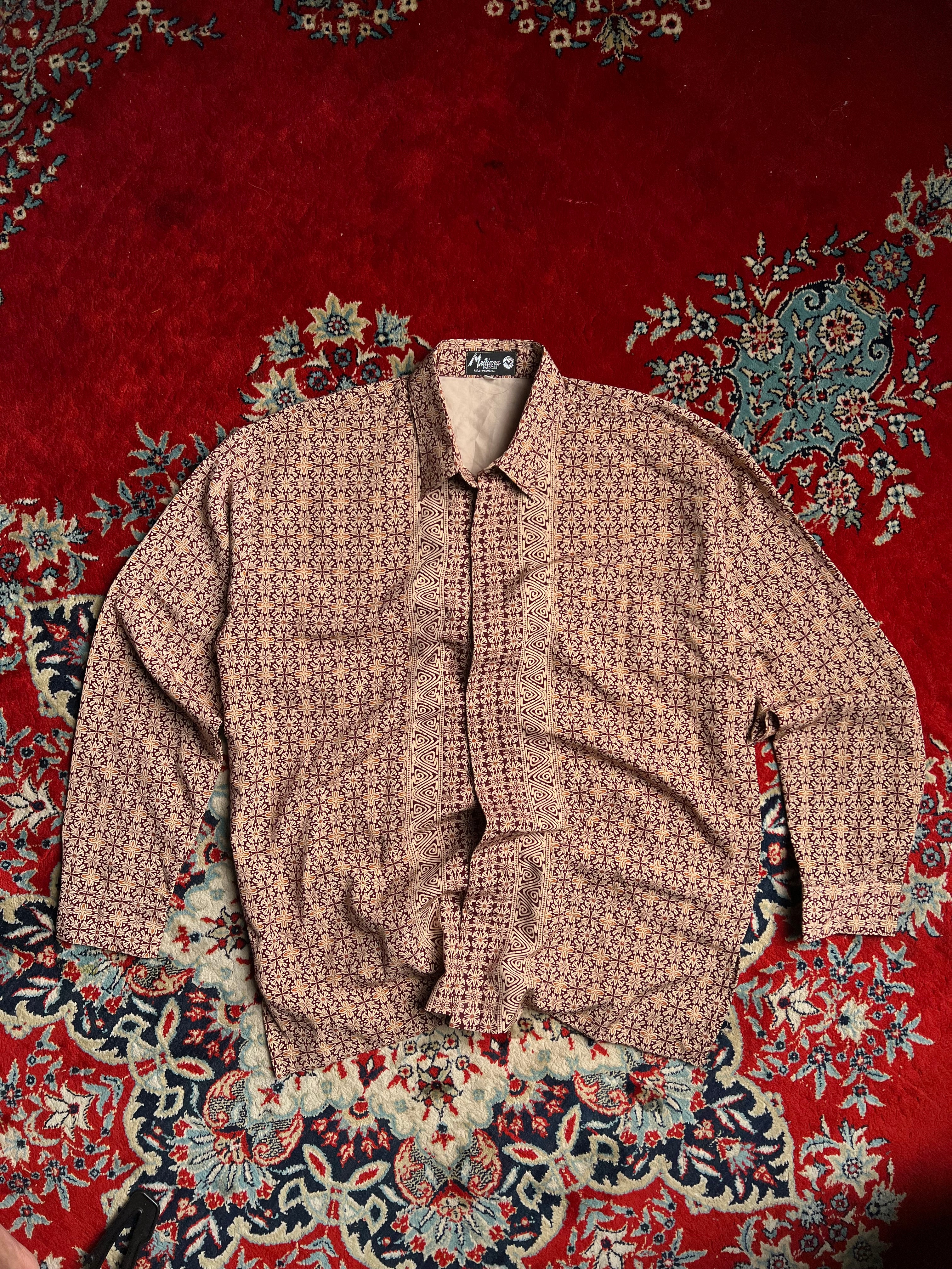 VINTAGE PRINTED & TEXTURED BUTTON DOWN CASUAL SHIRT