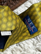 Zeki Selecta Geometric Tie Gold Yellow Hexagon Pattern Polyester Necktie