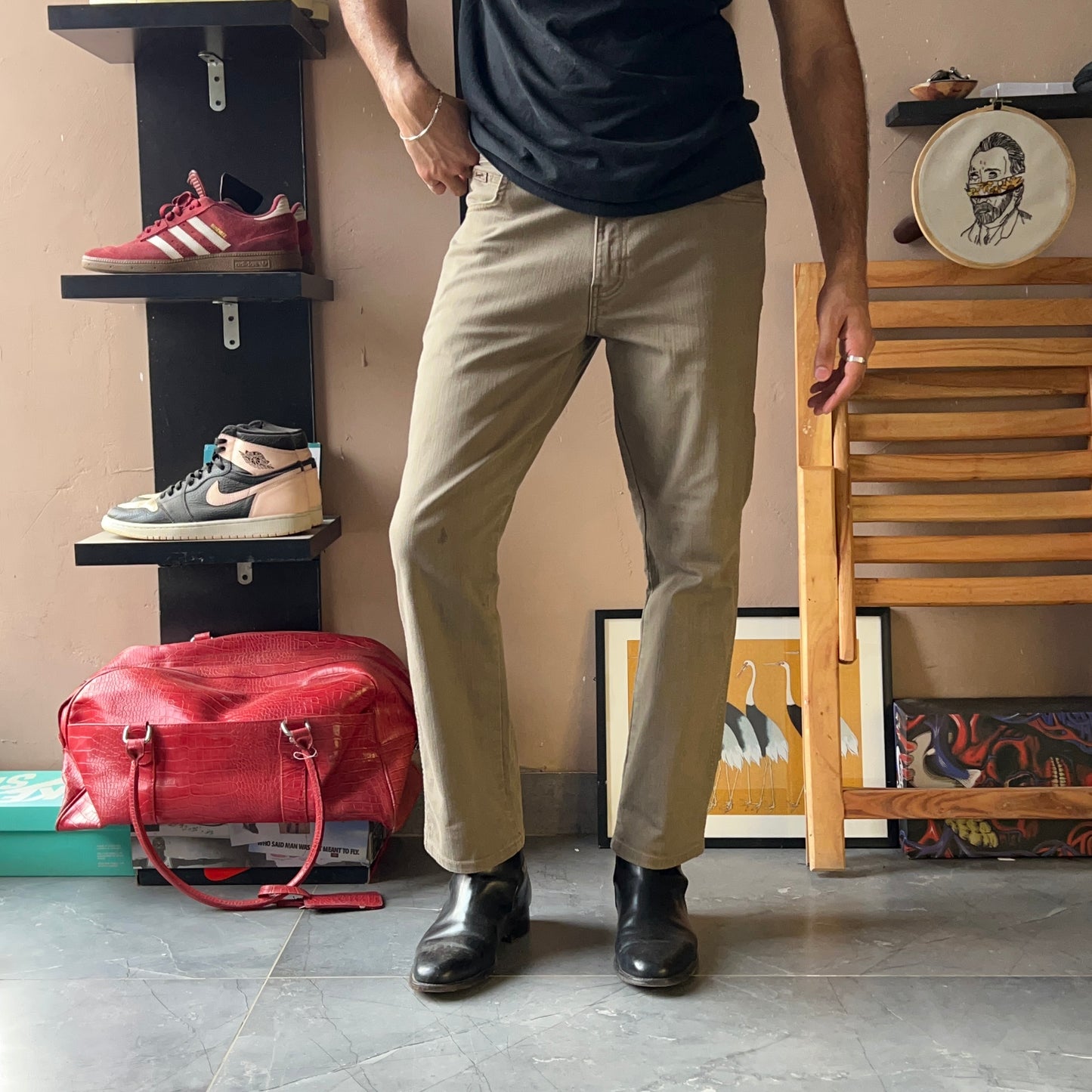 WRANGLER STRAIGHT FIT BROWN DENIM PANTS