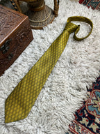 Zeki Selecta Geometric Tie Gold Yellow Hexagon Pattern Polyester Necktie