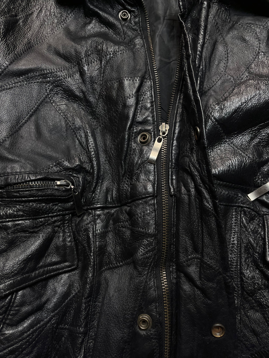 TLW Vintage Patchwork Leather Bomber Jacket