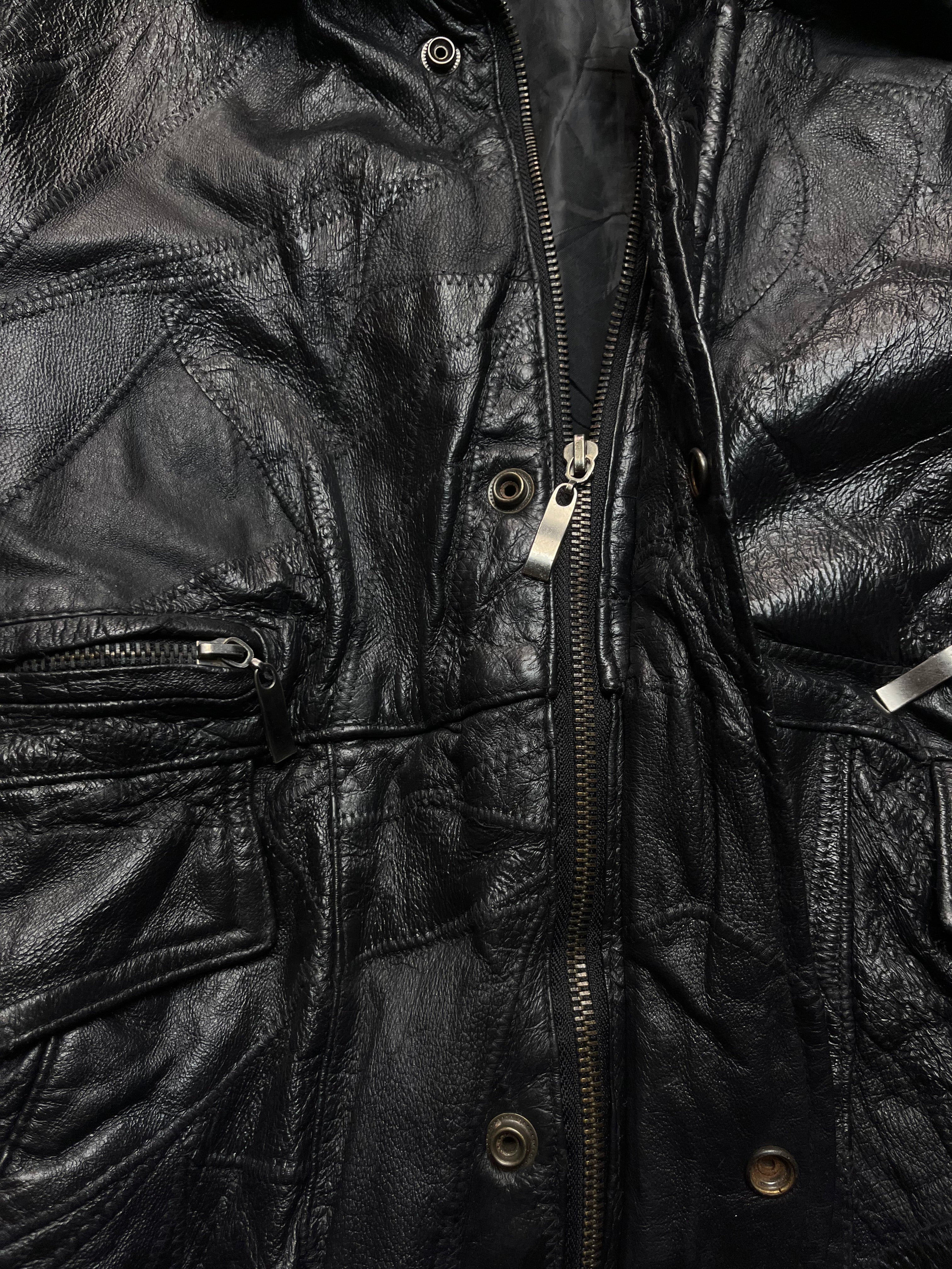 TLW Vintage Patchwork Leather Bomber Jacket