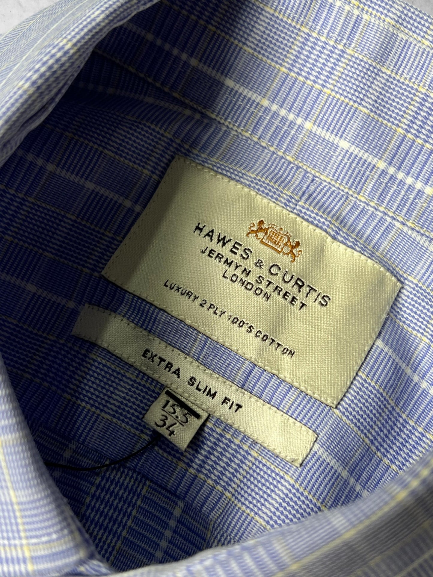 HAWES & CURTIS Luxury 2 Ply Cotton Checkered Dress Shirt