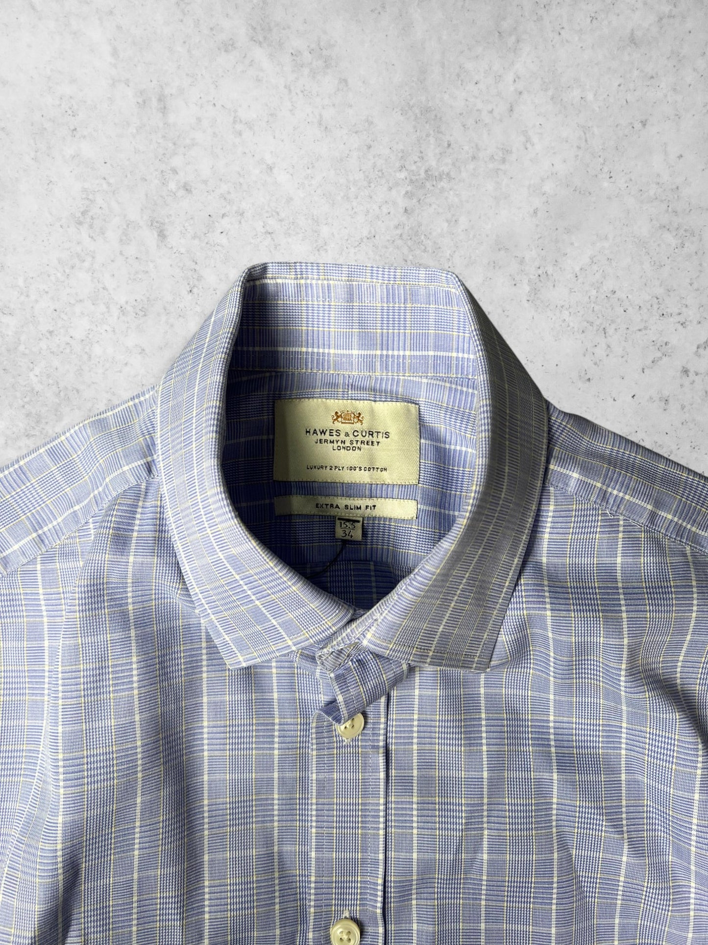 HAWES & CURTIS Luxury 2 Ply Cotton Checkered Dress Shirt