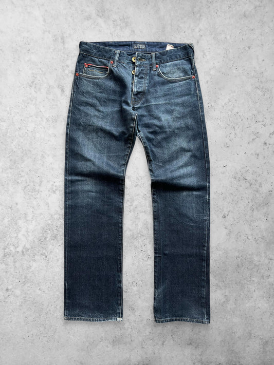 ARMANI JEANS INDIGO 007 STRAIGHT FIT DENIM PANTS