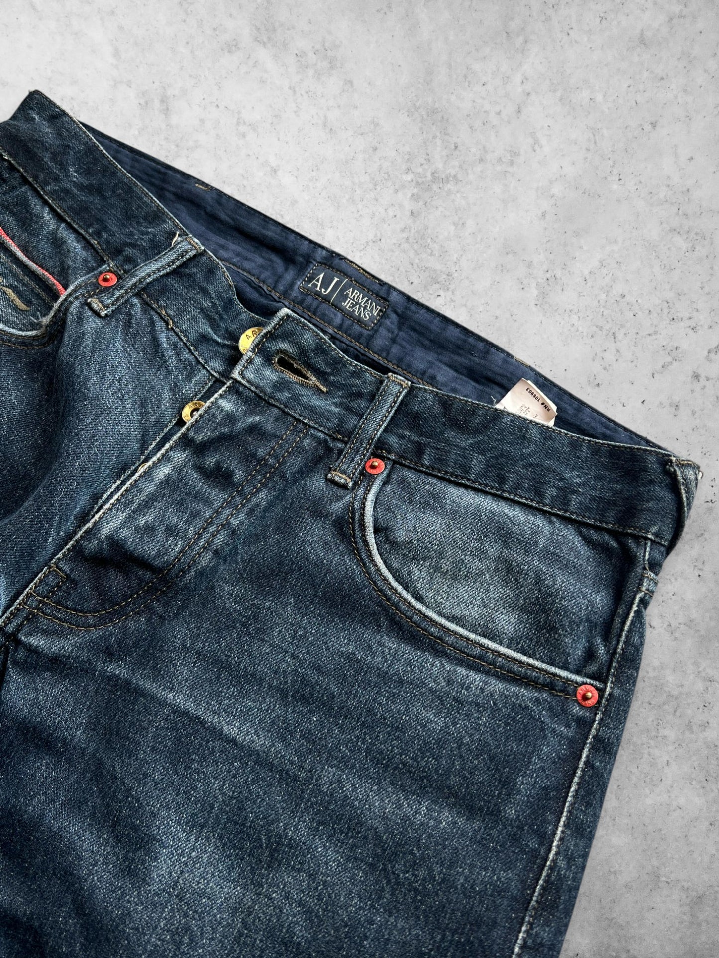 ARMANI JEANS INDIGO 007 STRAIGHT FIT DENIM PANTS