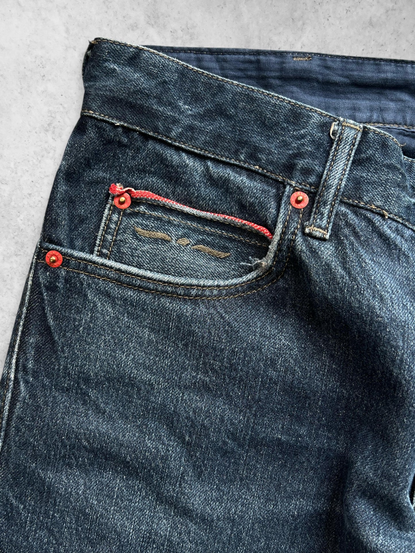 ARMANI JEANS INDIGO 007 STRAIGHT FIT DENIM PANTS