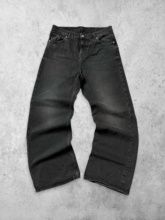 MONKI SUPER BAGGY DARK GREY WASHED DENIM PANTS
