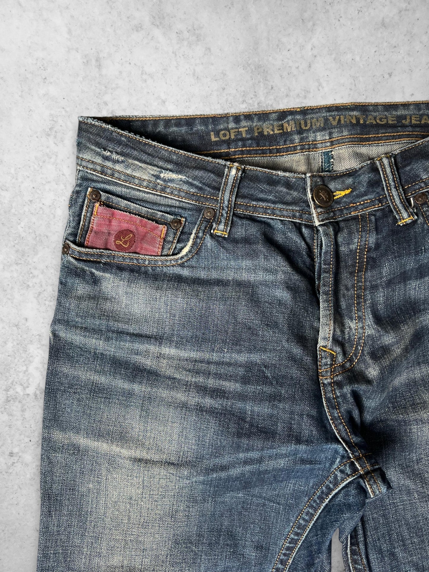 THE LOFT Straight Fit Dark Wash Denim Pants