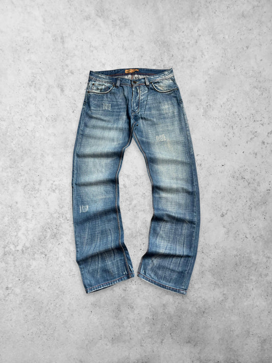 LEO GUTTI Baggy Washed Blue Denim Pants
