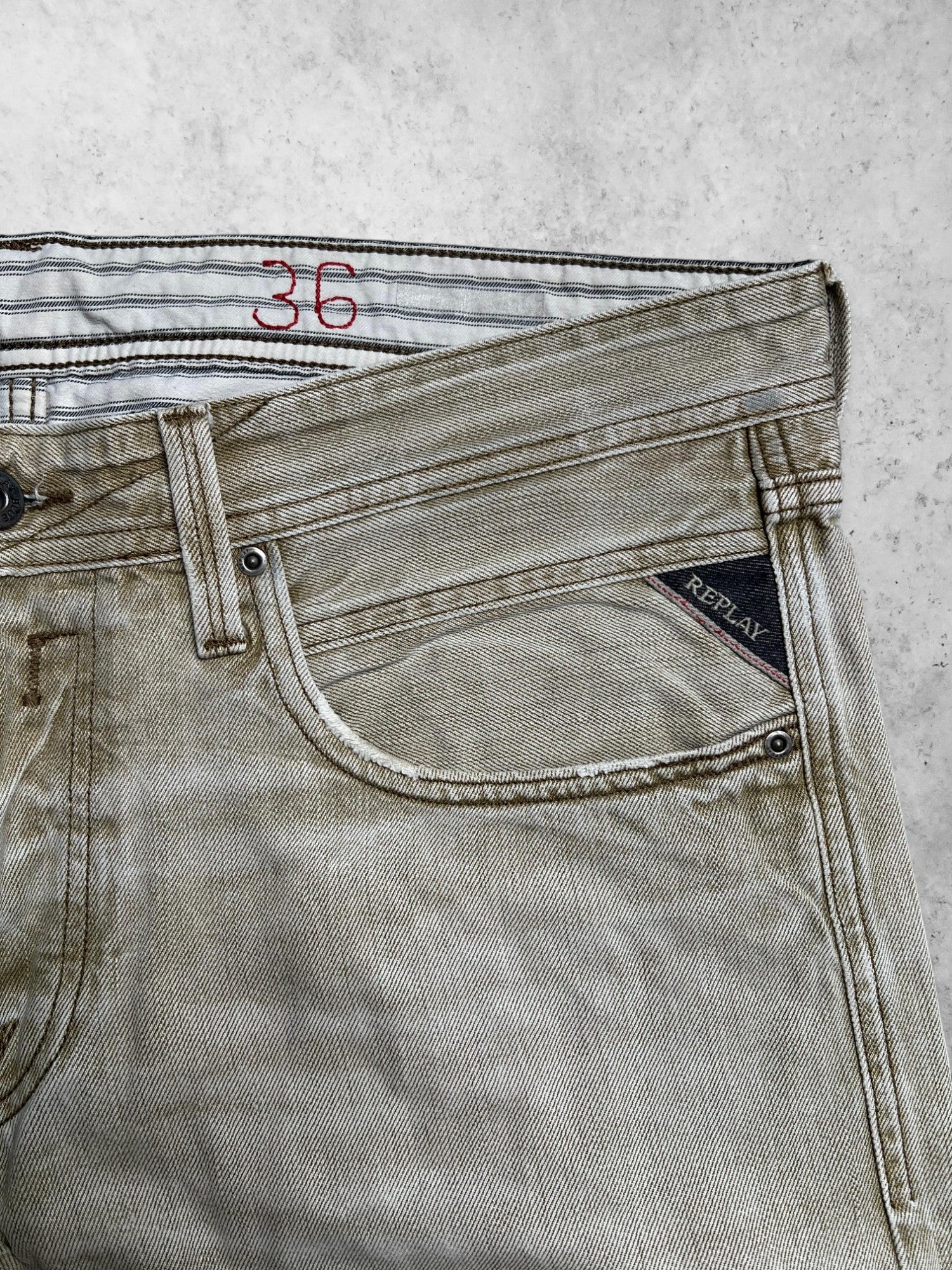 REPLAY JEANS Slim Fit Nude Denim Pants