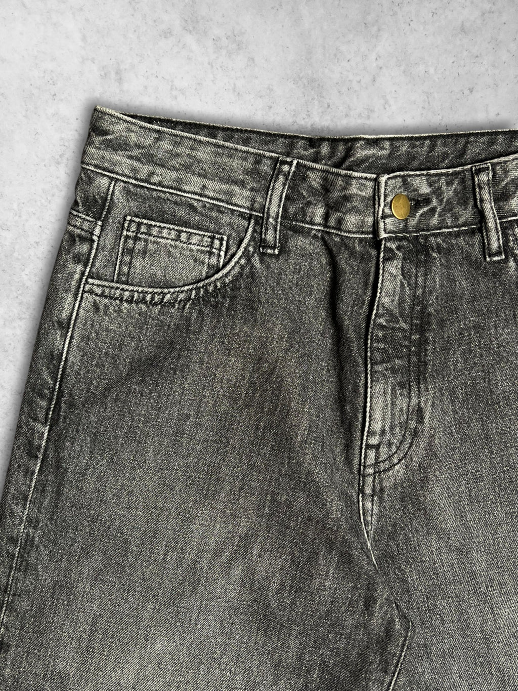 WOMEN BAGGY GREY WASHED DENIM PANTS