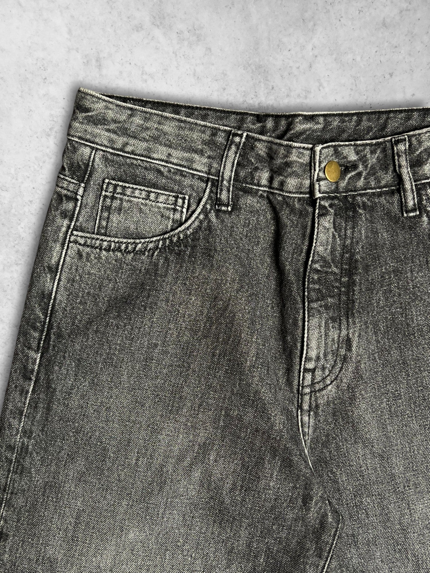 WOMEN BAGGY GREY WASHED DENIM PANTS