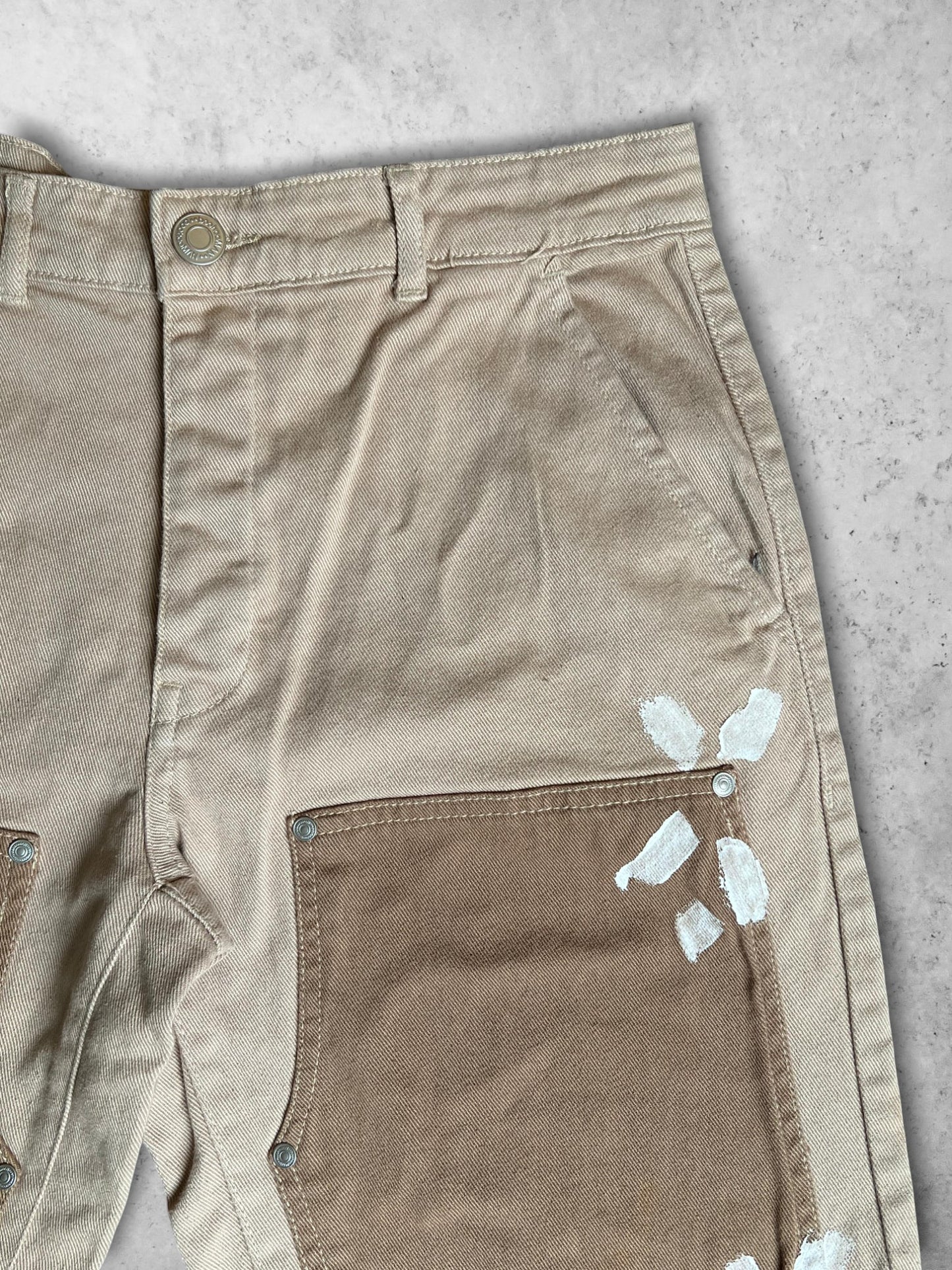 BOOHOO MAN PAINT SPLATTER CARPENTER JEANS