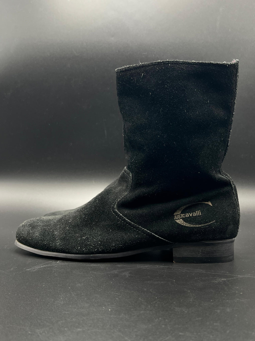 JUSTCAVALLI SUEDE LONG CHELSEA BOOTS