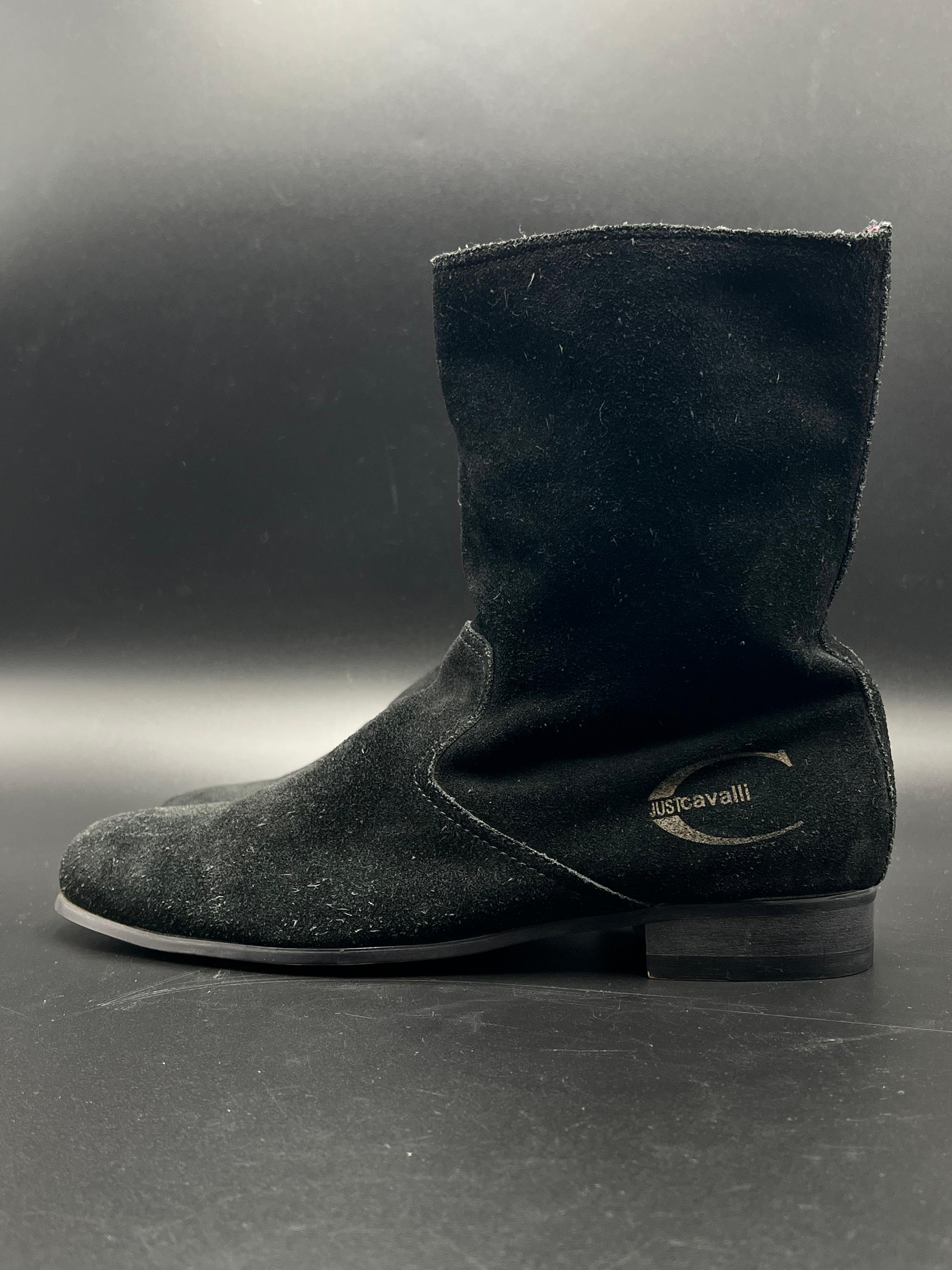 JUSTCAVALLI SUEDE LONG CHELSEA BOOTS