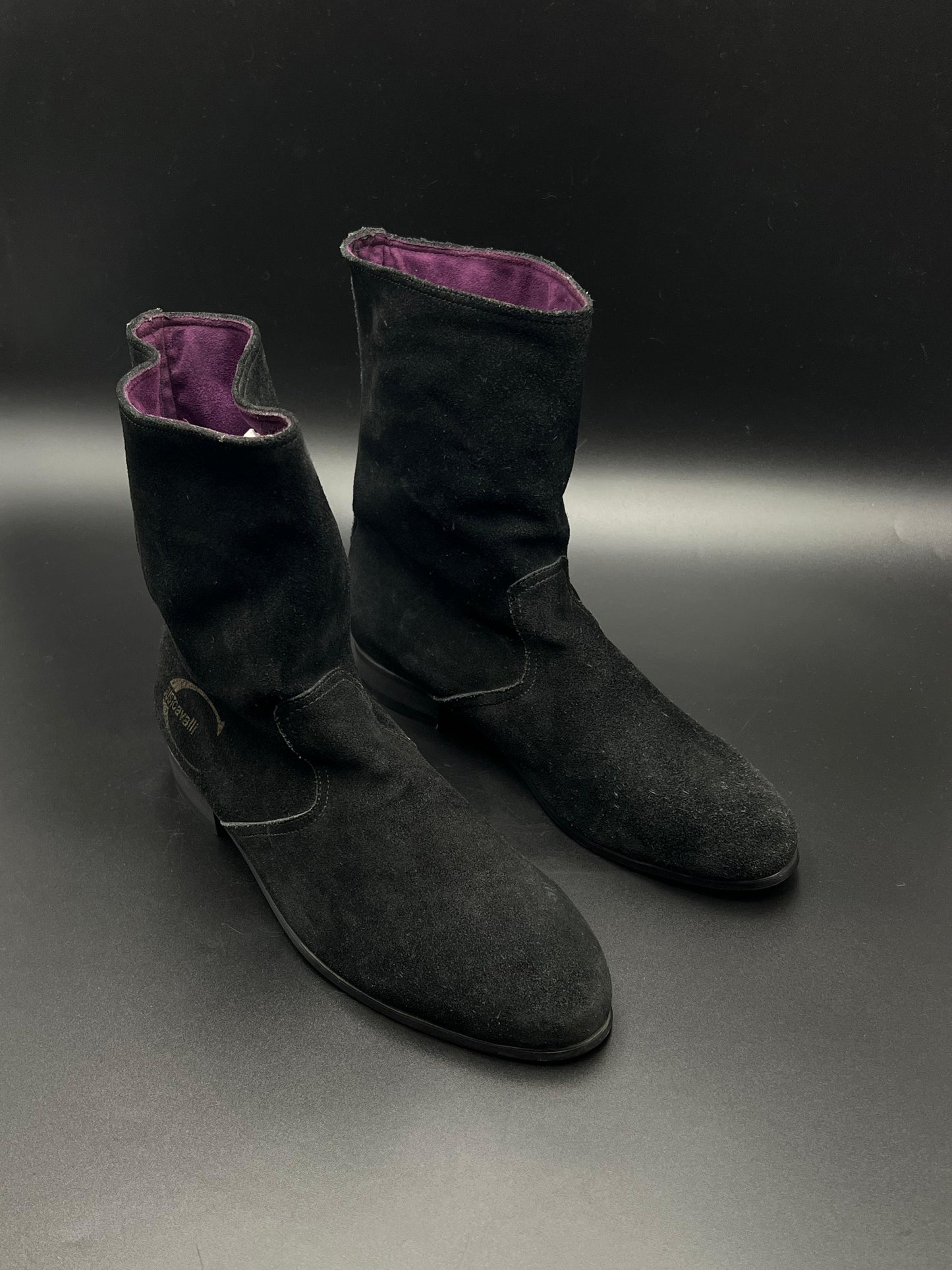 JUSTCAVALLI SUEDE LONG CHELSEA BOOTS