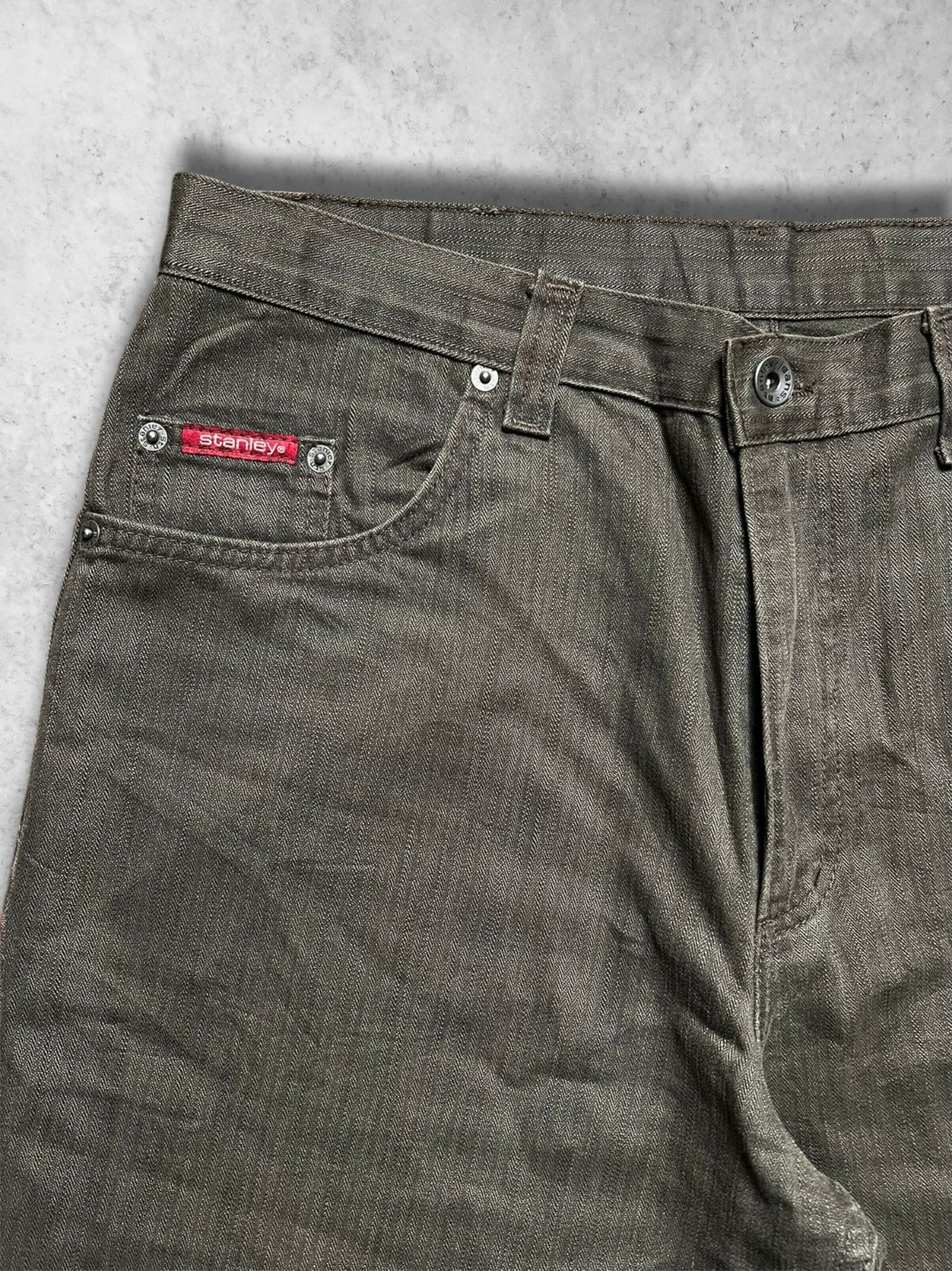 STANLEY DARK BROWNISH GREEN BAGGY JEANS