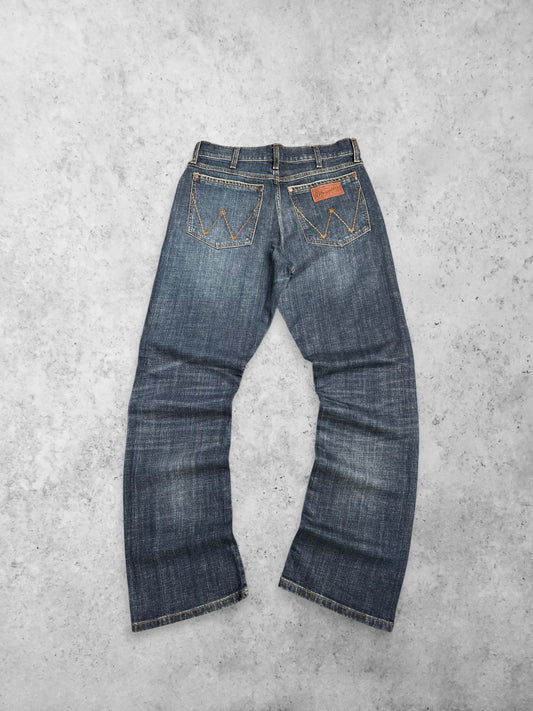 WRANGLER HEAVYWEIGHT WASHED INDIGO BOOTCUT JEANS