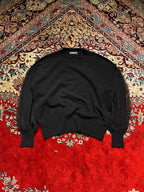 Spick and Spain Black Sweater with Sheer Balloon/Puff Sleeves