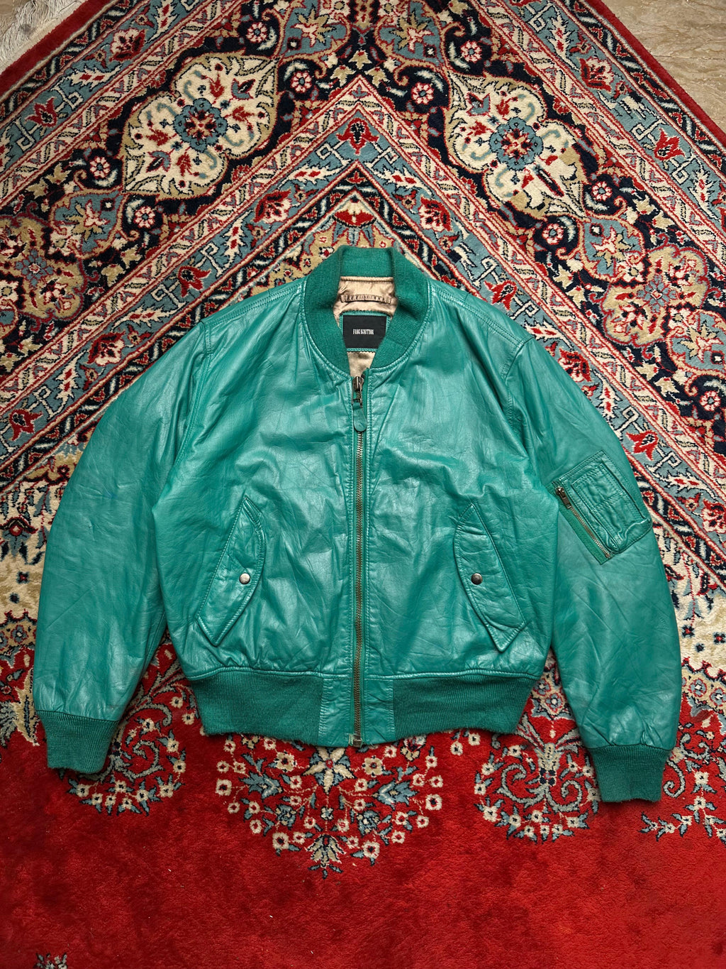 GREEN FANG IGNITION BOXY FIT LEATHER JACKET