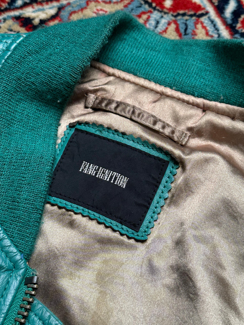 GREEN FANG IGNITION BOXY FIT LEATHER JACKET