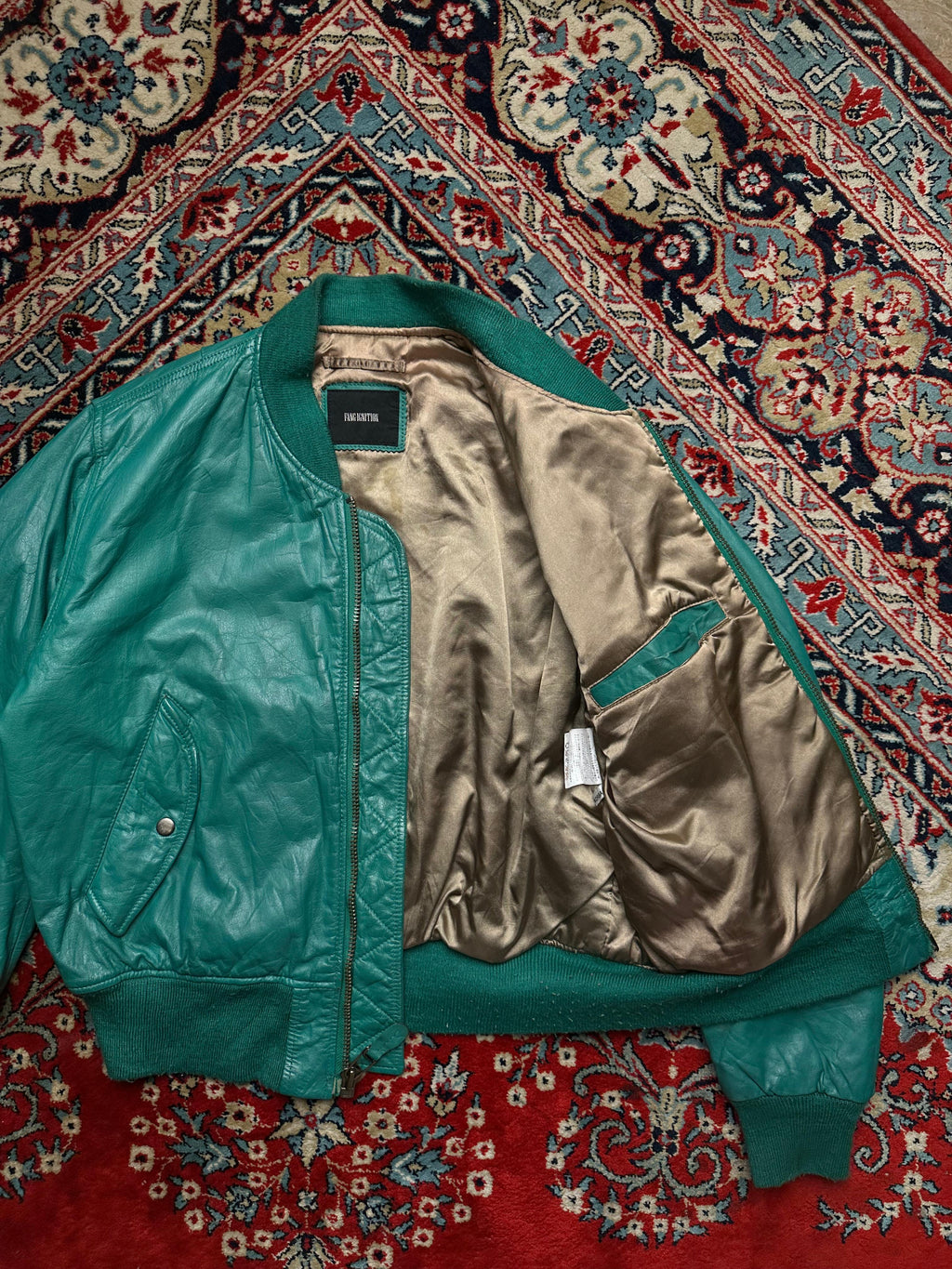 GREEN FANG IGNITION BOXY FIT LEATHER JACKET