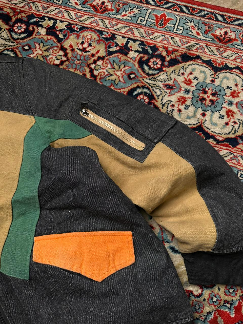 SALTLIMIT VINTAGE DENIM PATCHED UP BOMBER JACKET