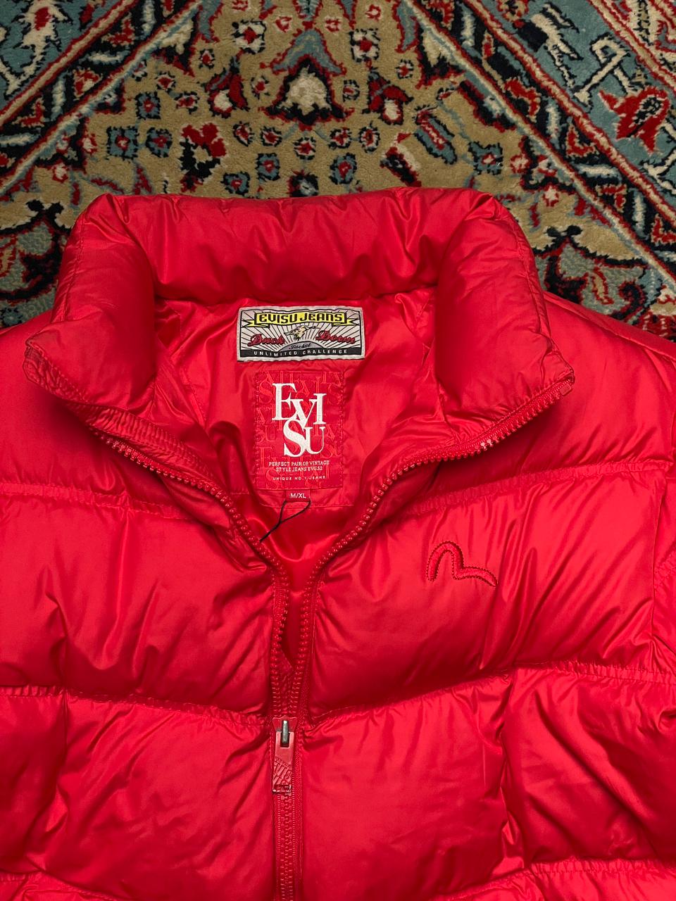 EVISU RED DUCK DOWN PUFFER JACKET