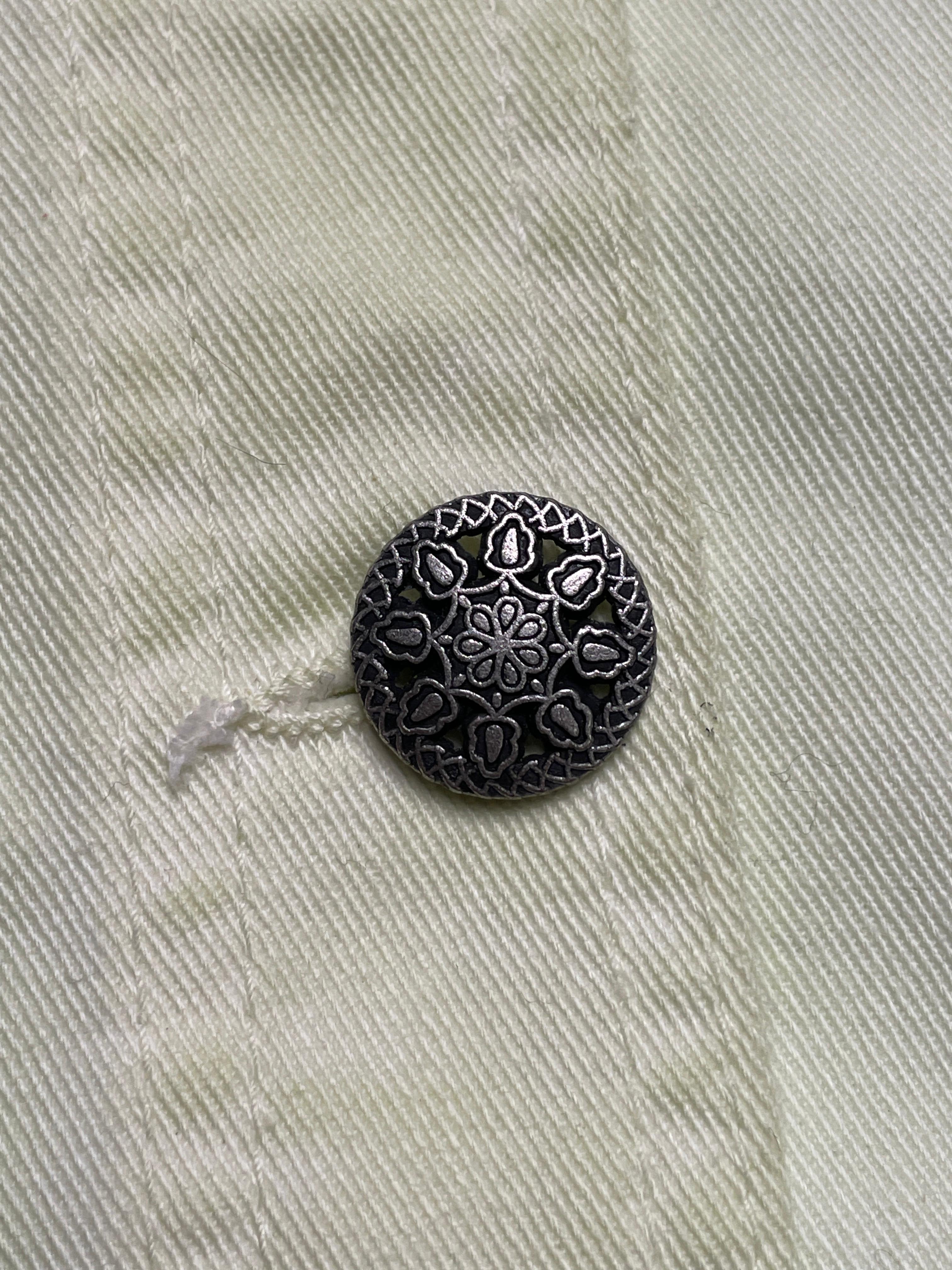 VINTAGE GREEN DENIM LACY BUTTON DOWN