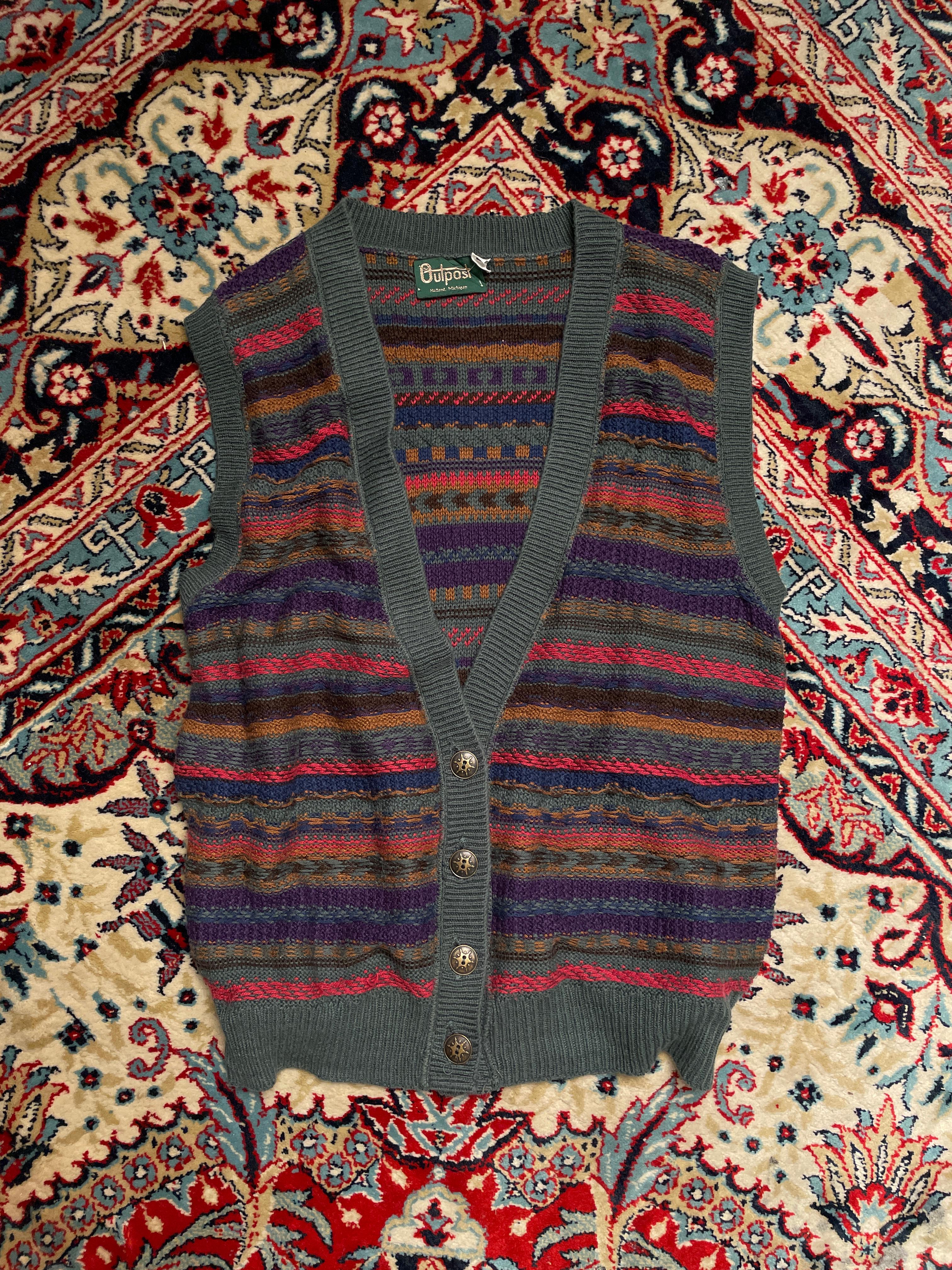 Outpost vintage green knitted cardigan 