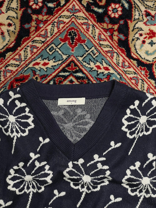 Among printed sleeveless sweater