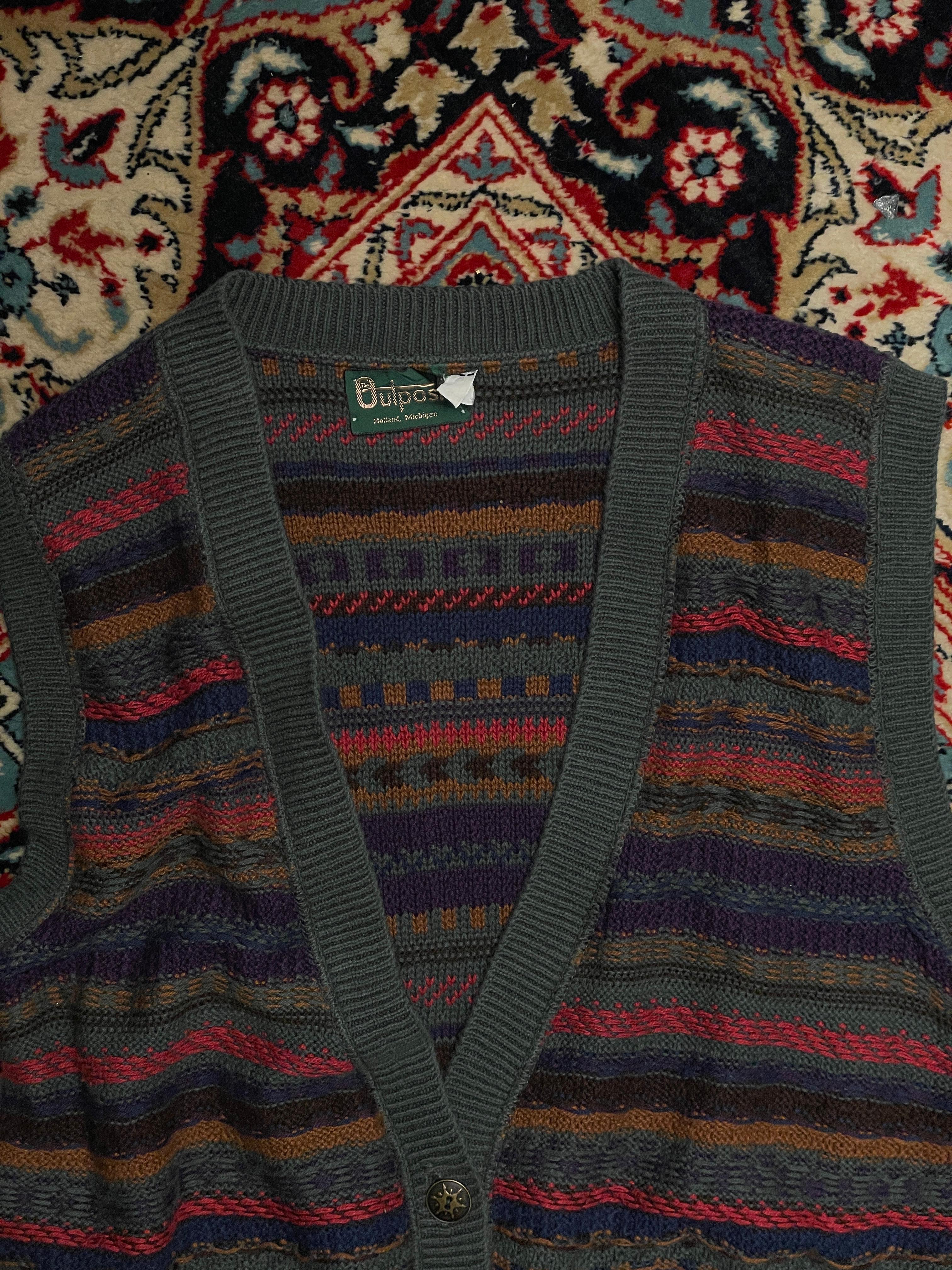 Outpost vintage green knitted cardigan 