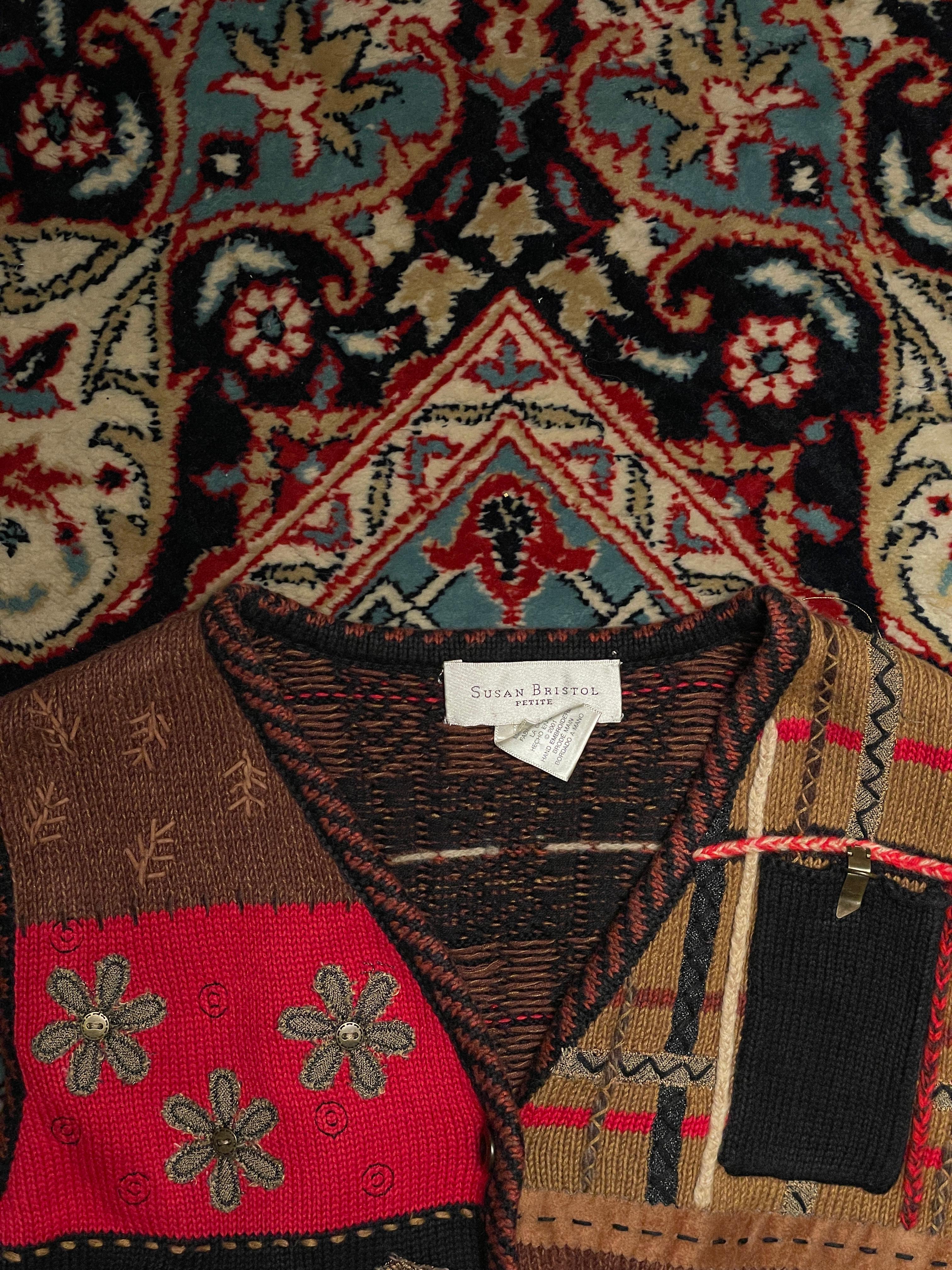 Susan Bristol embroidered sleeveless sweater