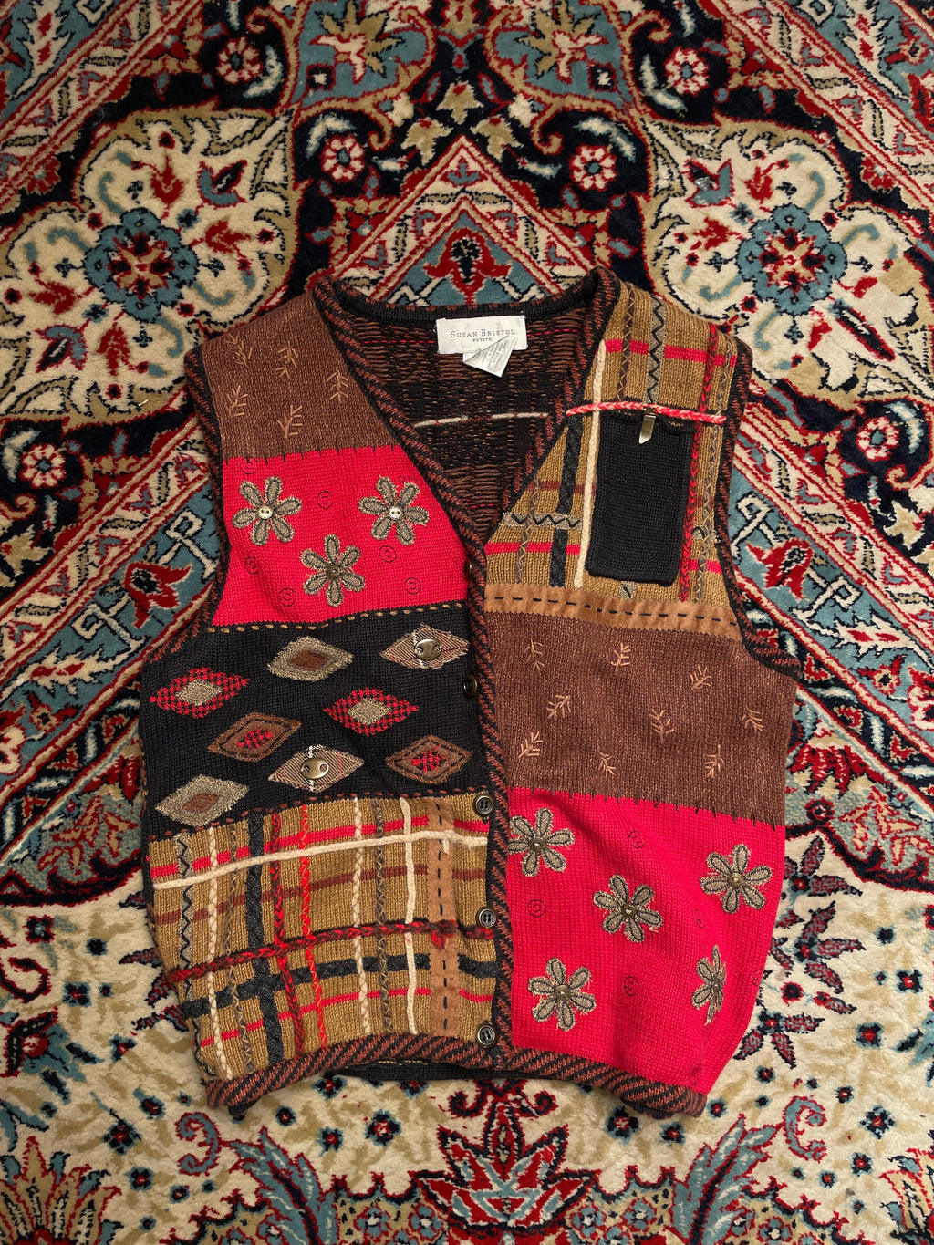 Susan Bristol embroidered sleeveless sweater