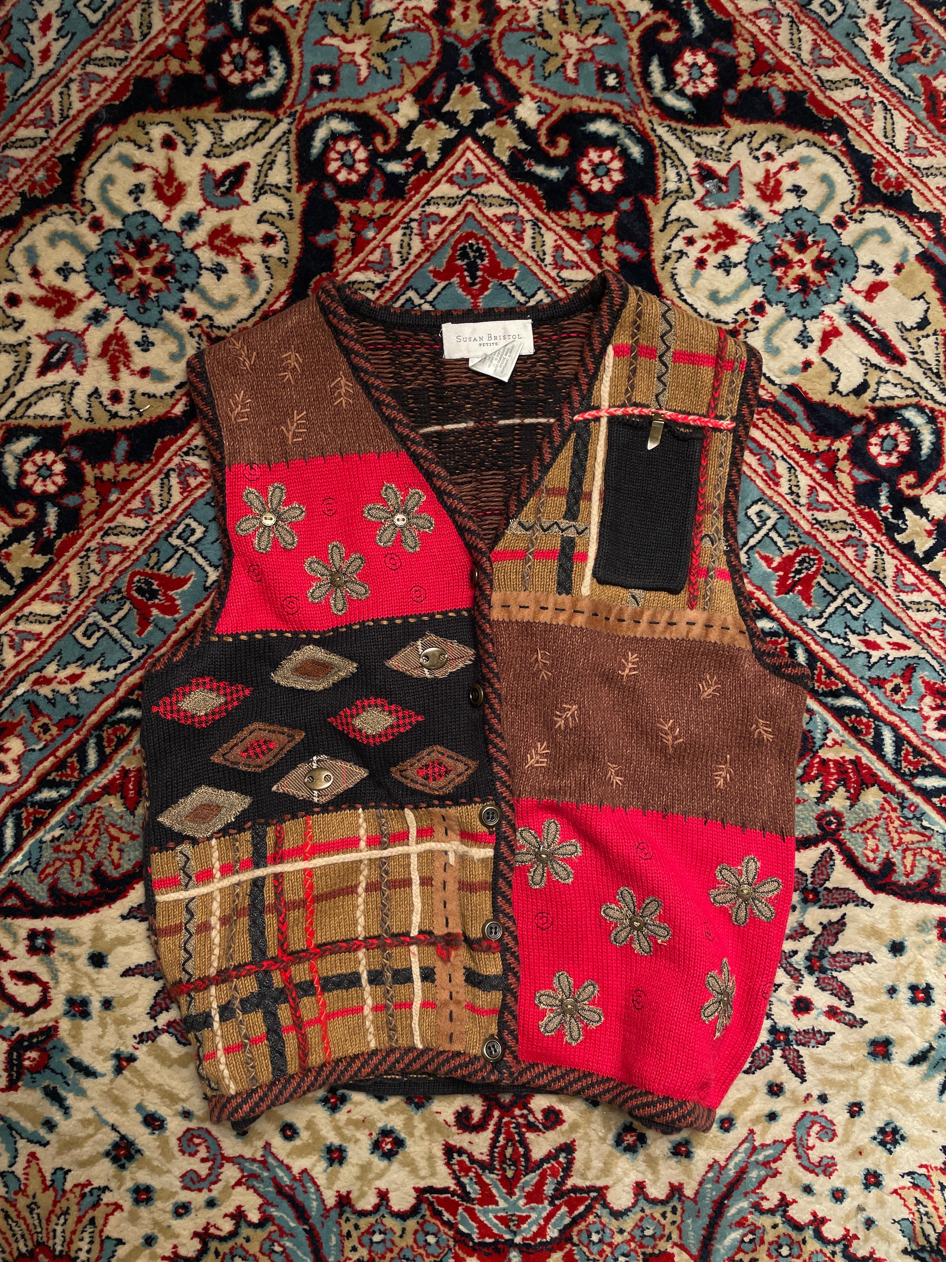 Susan Bristol embroidered sleeveless sweater