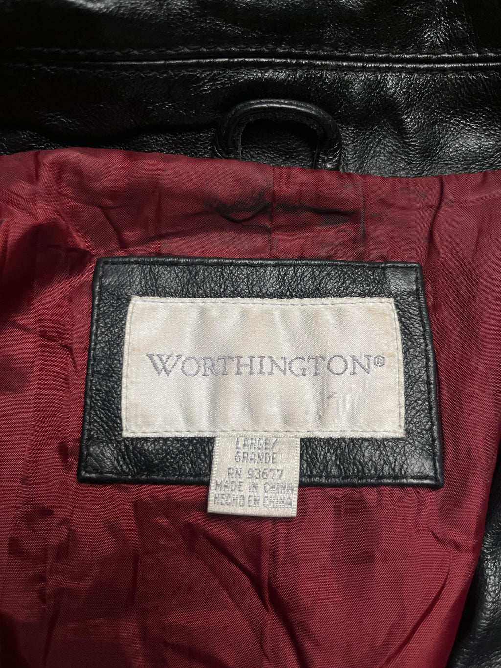 Midnight Black Worthington Leather Blazer with Wine Lining
