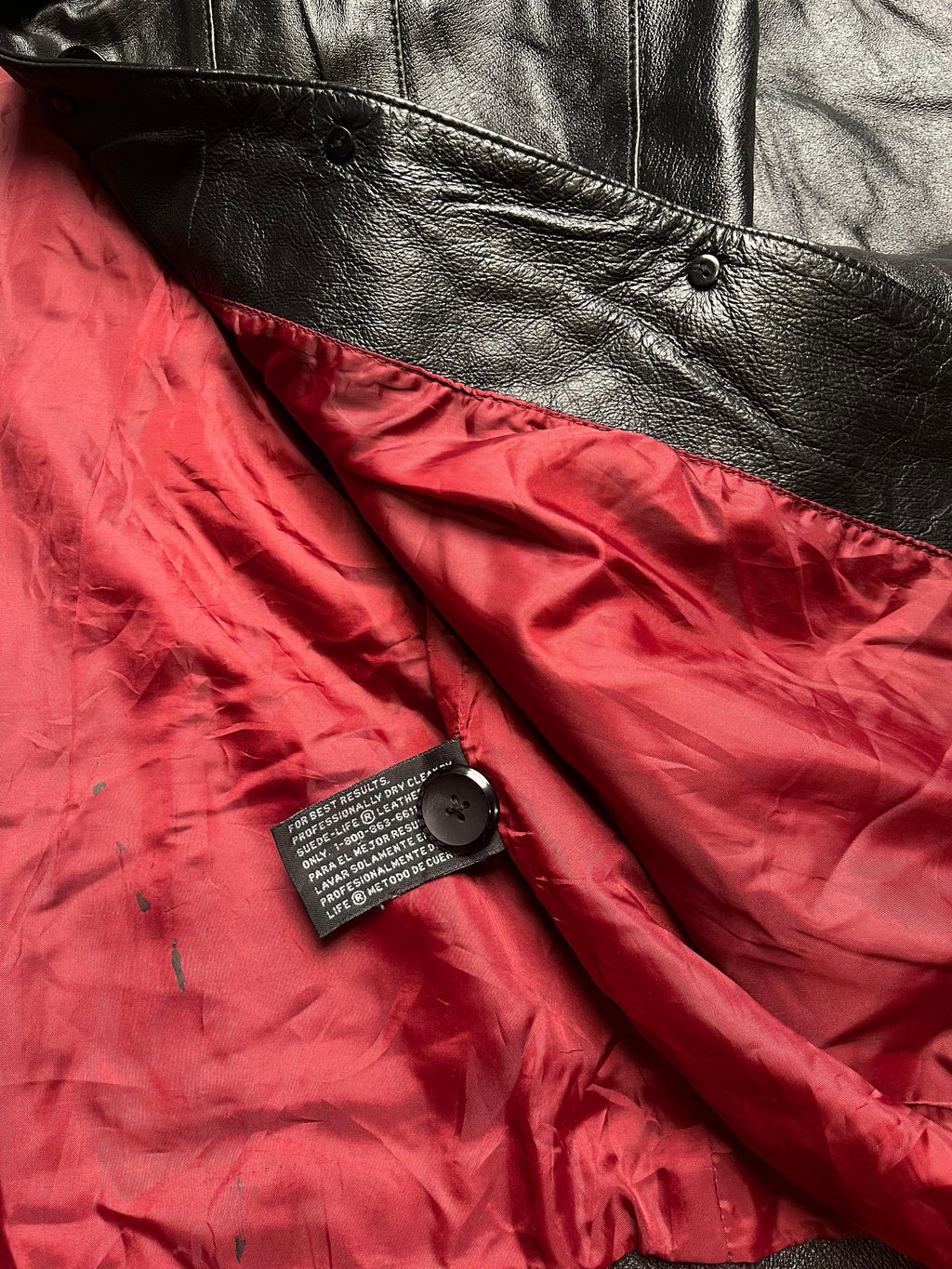 Midnight Black Worthington Leather Blazer with Wine Lining