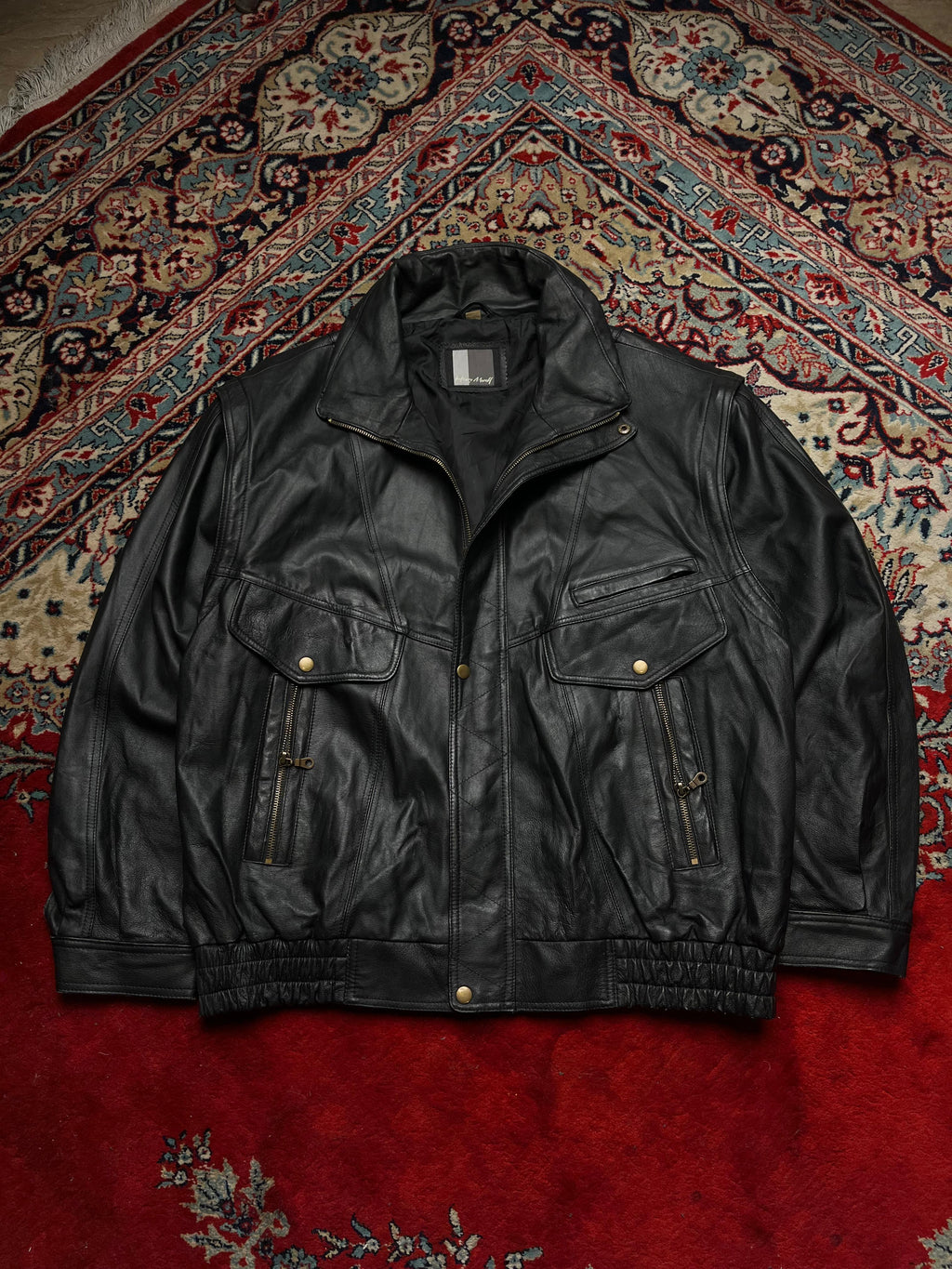 Henry Morell Black Leather Convertible Jacket (Zip-Off Sleeves)