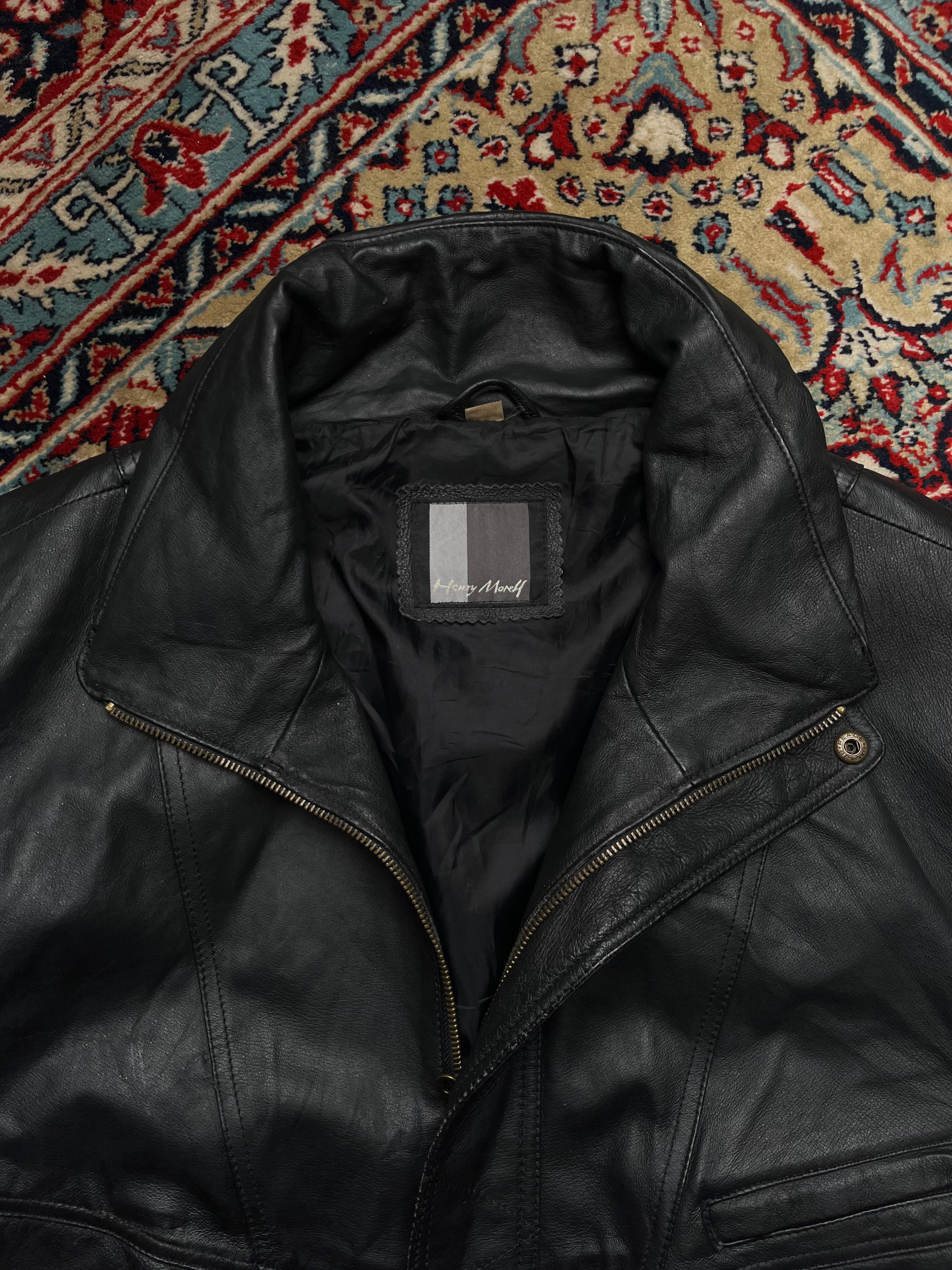 Henry Morell Black Leather Convertible Jacket (Zip-Off Sleeves)