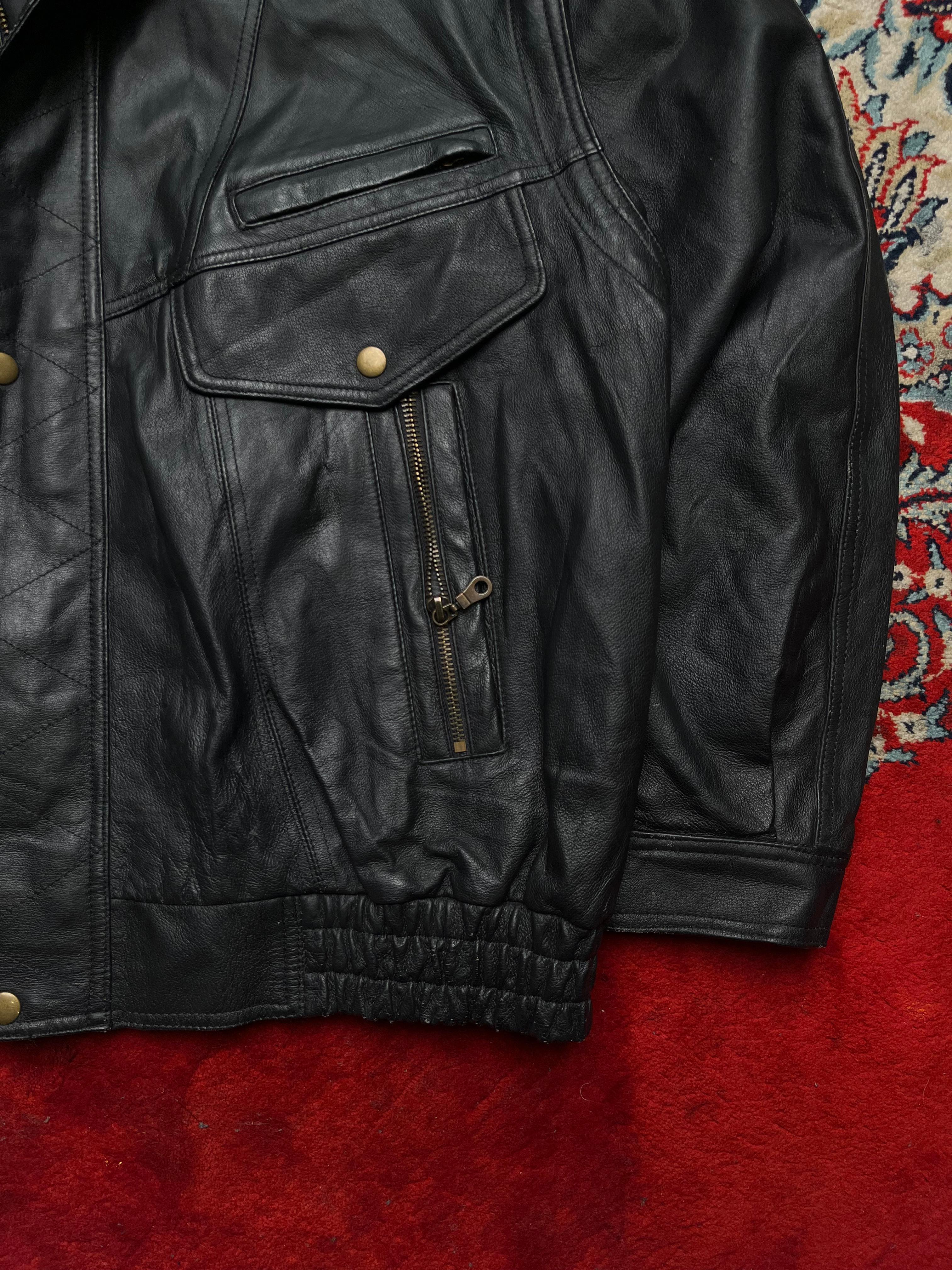 Henry Morell Black Leather Convertible Jacket (Zip-Off Sleeves)