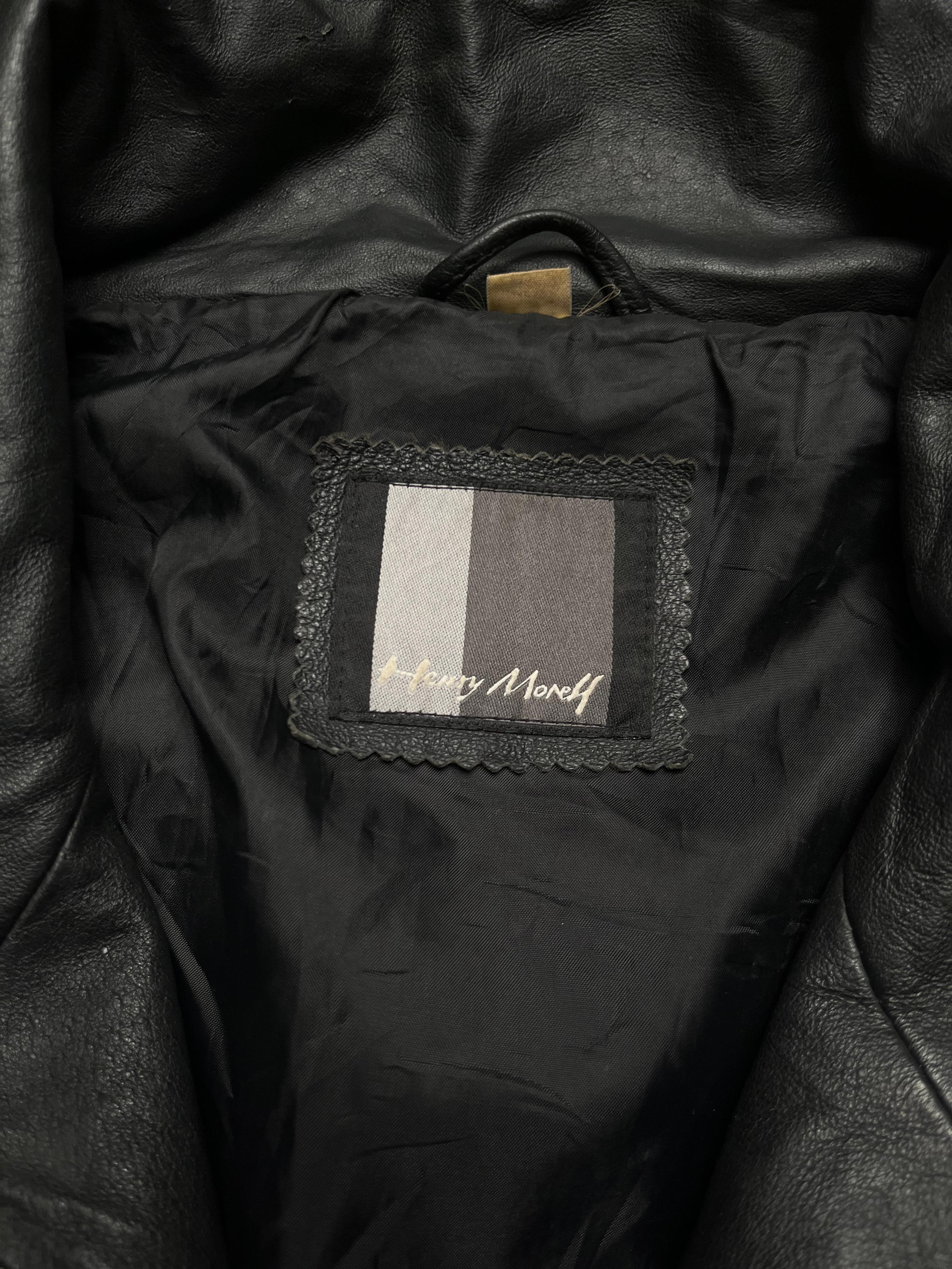 Henry Morell Black Leather Convertible Jacket (Zip-Off Sleeves)