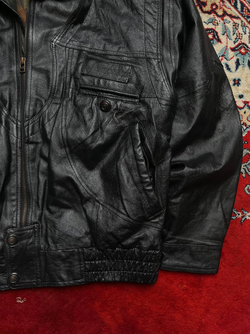Henry Morell Black Leather Convertible Jacket (Zip-Off Sleeves)