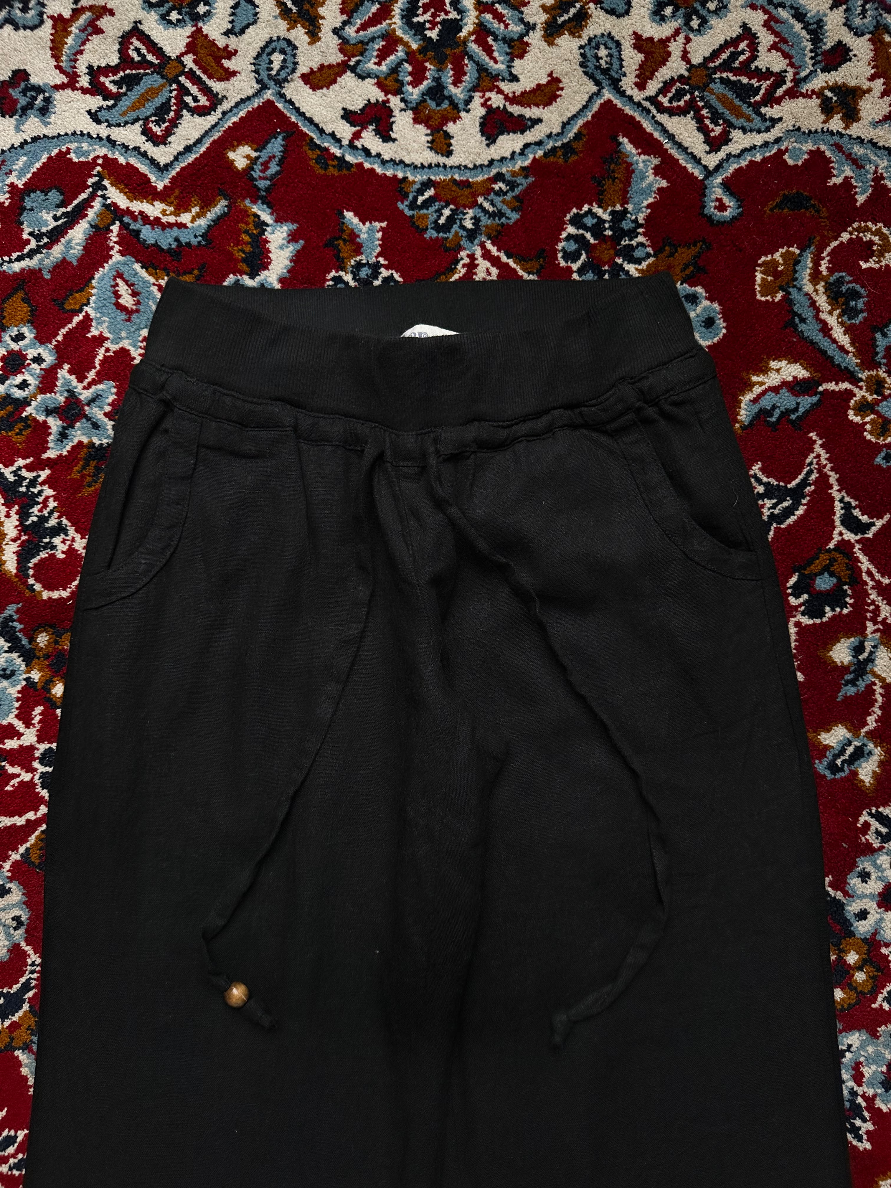 Dorosi Women Black Linen Wide Fit Trousers - 24