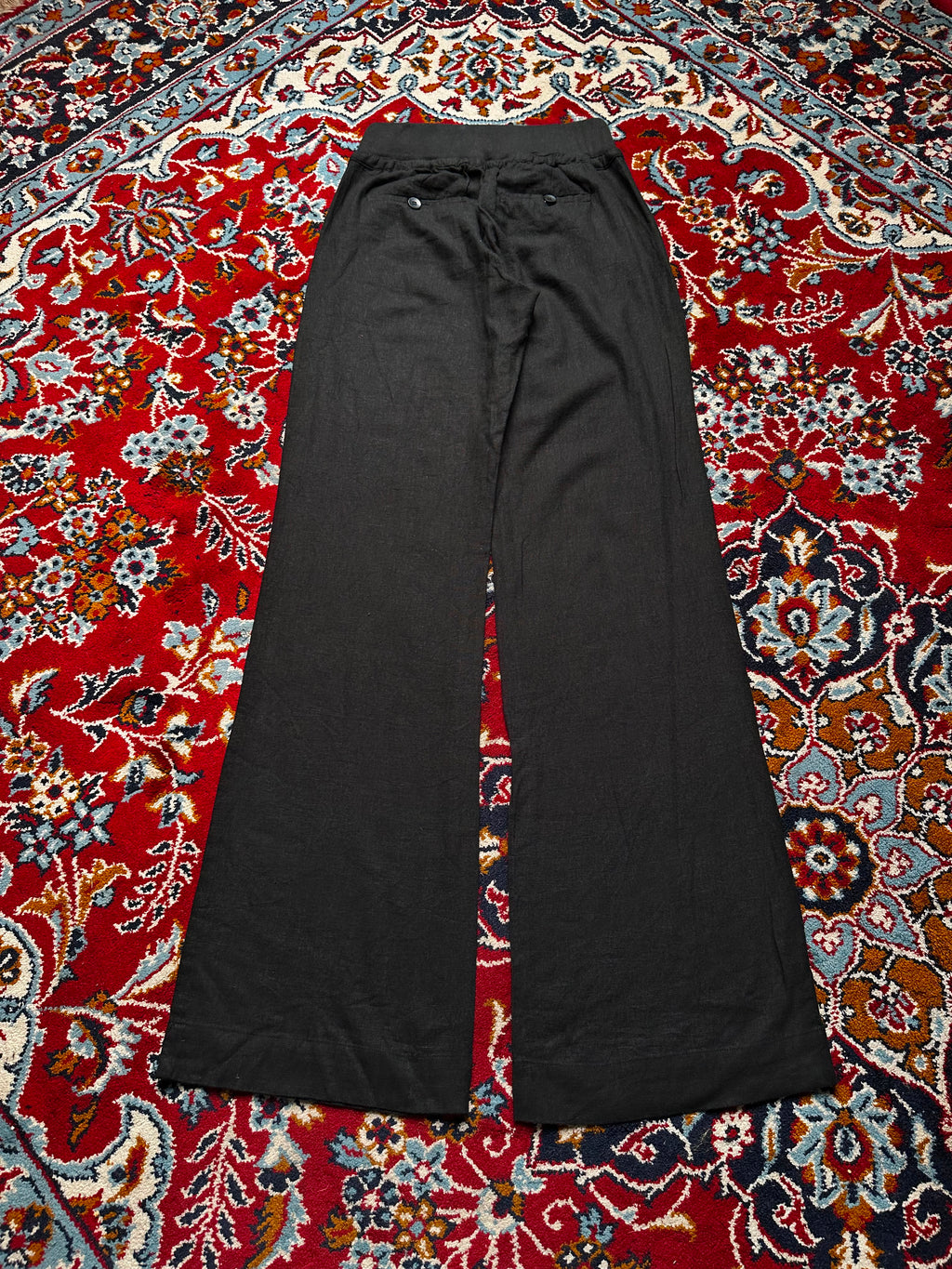 Dorosi Women Black Linen Wide Fit Trousers - 24